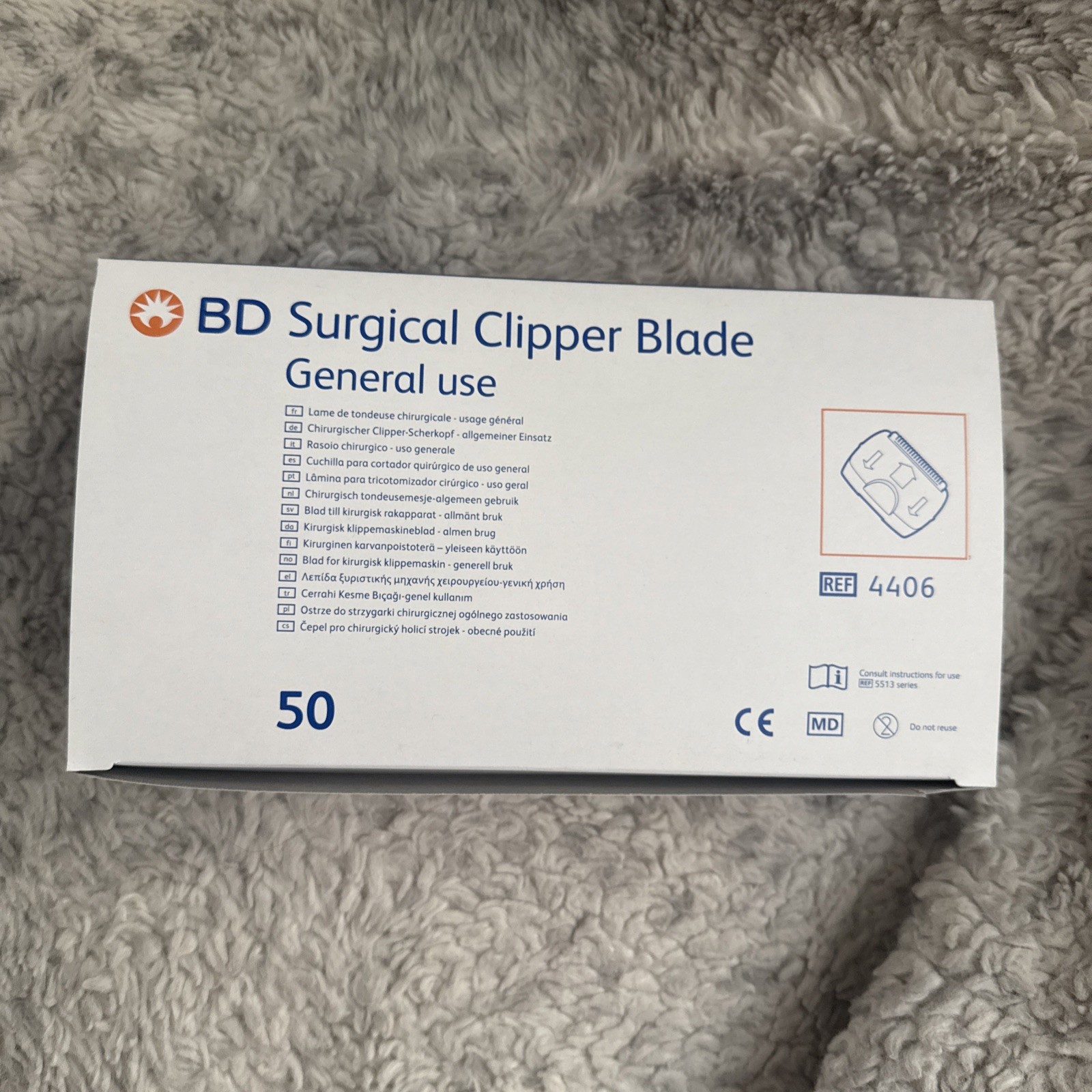BD Surgical Clipper Blades 4406 Box of 50 Exp 2029 NEW BOX