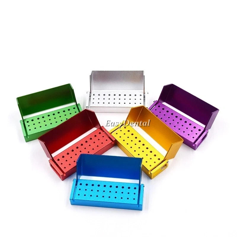 30 Holes Dental Bur Burs Holder Block Disinfection Box Aluminium Autoclave