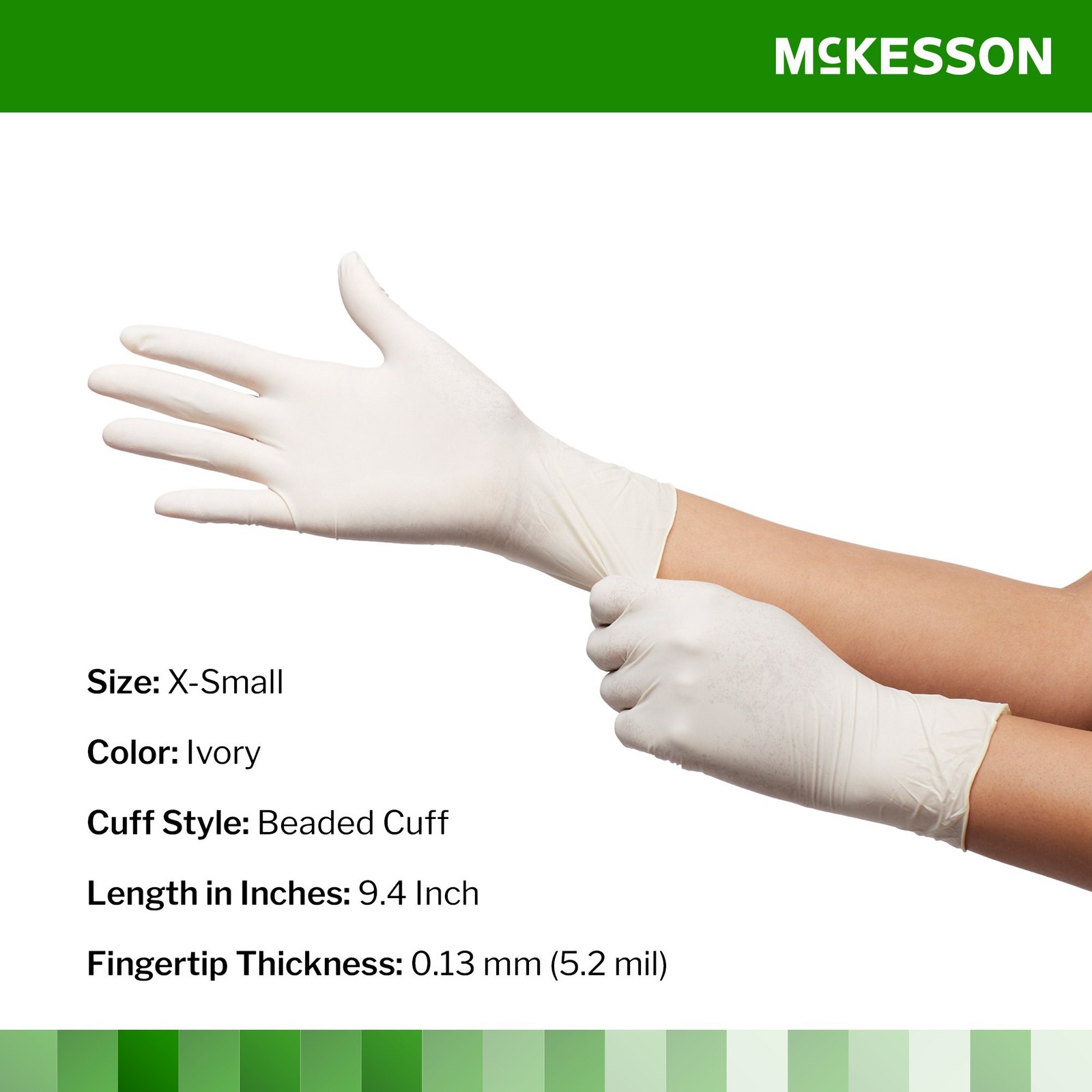 McKesson Confiderm CL Latex Exam Glove Standard Cuff Length X-SMALL 100 per Box