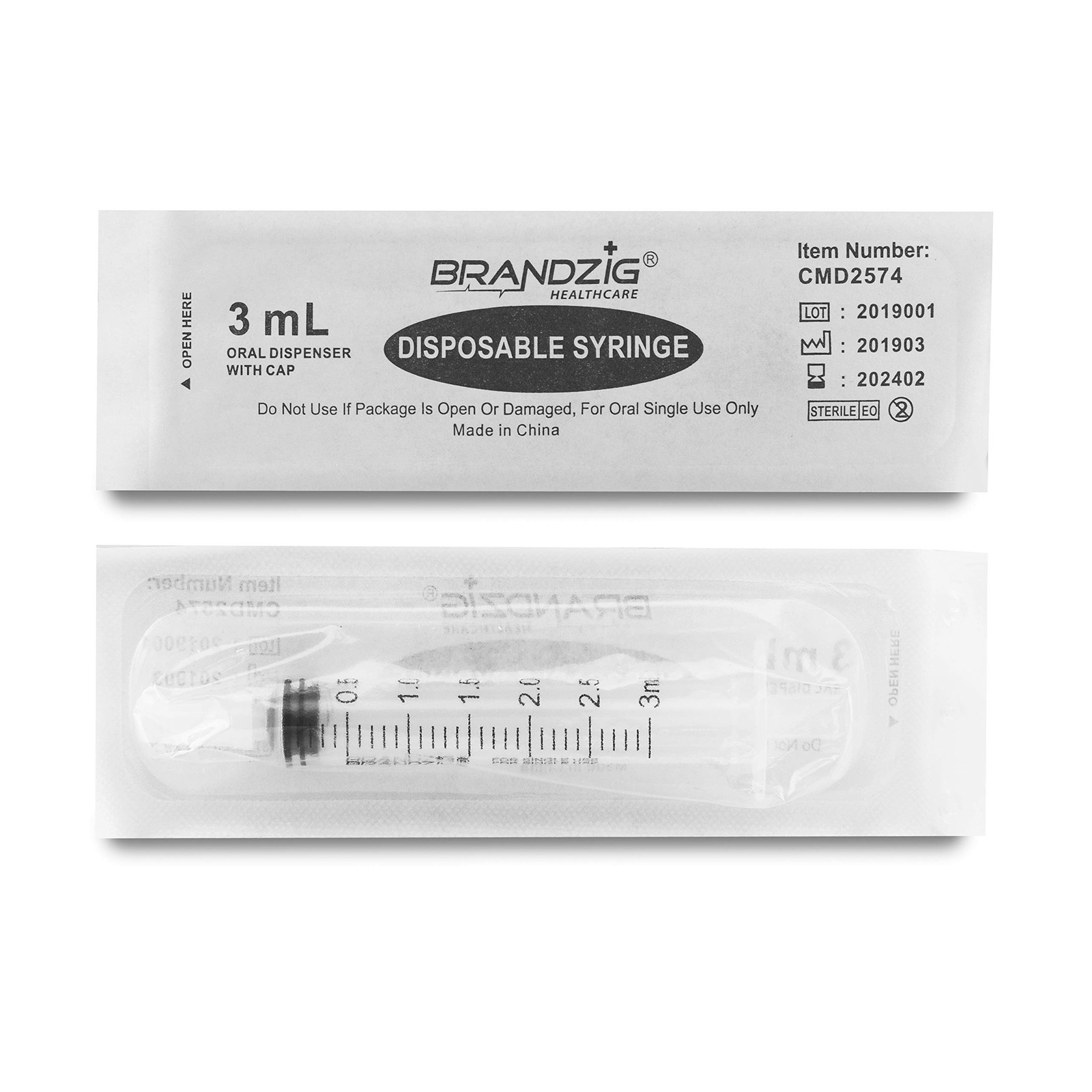 3ml Syringe With Cap 100 Pack | Oral Dispenser Without Needle, Luer Slip Tip |