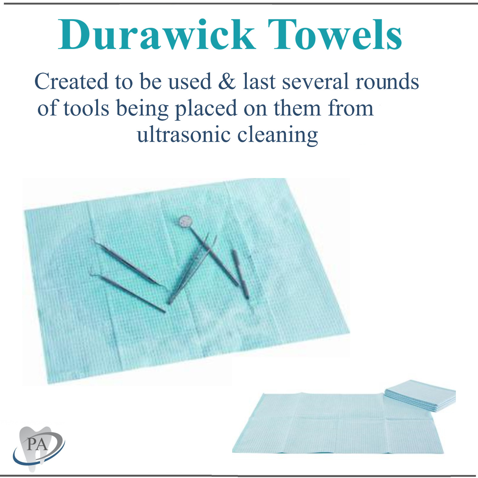 Dental TIDI DURAWICK Towel For Ultrasonic Tool Cleaning, 13″ x 18, Blue, 20/Pk