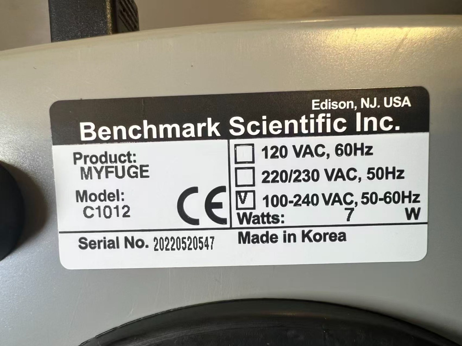 Benchmark Myfuge C1012 Micro Centrifuge TESTED with Warranty