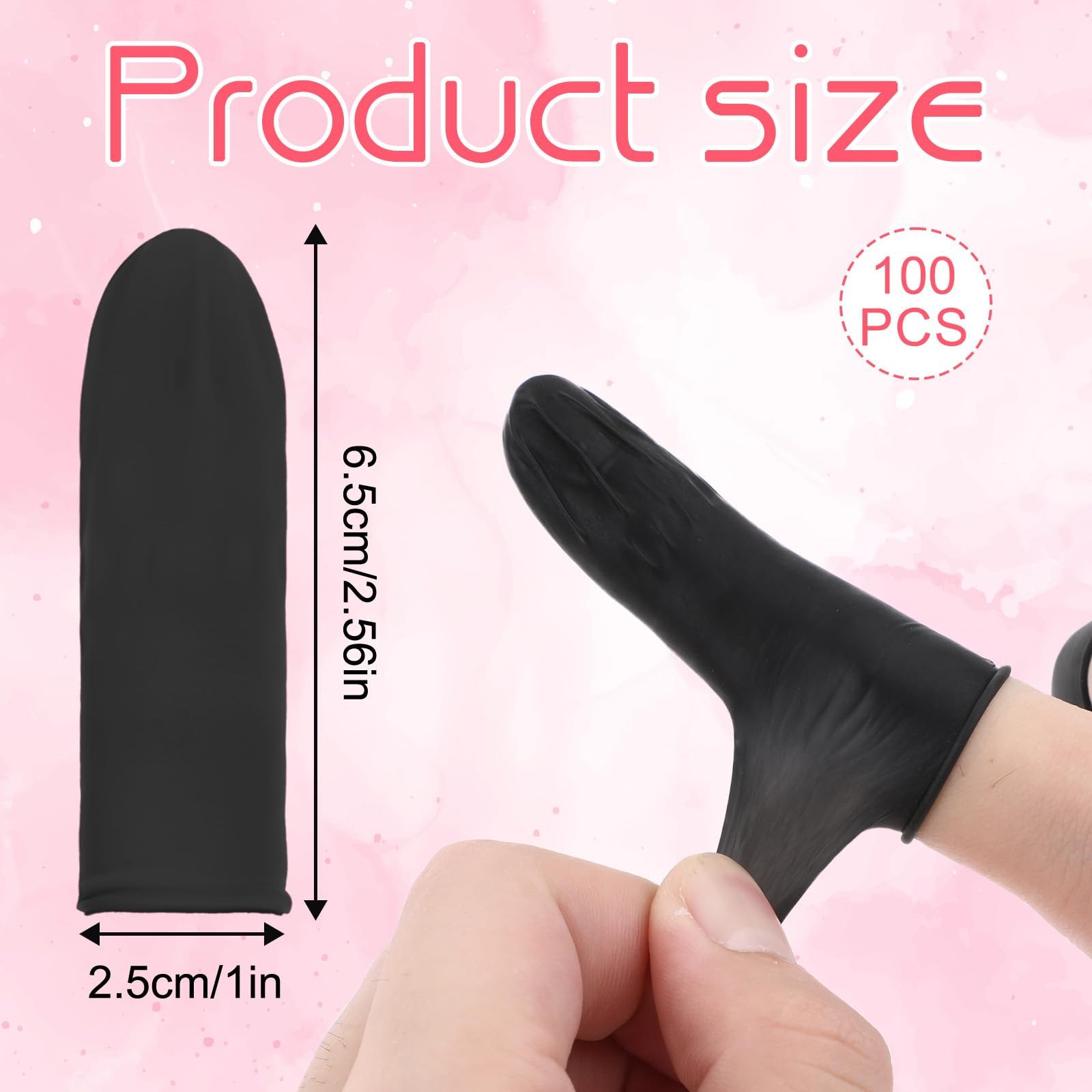 100 Pcs Finger Cots, Disposable Silicone Fingertips Protective Suitable Black