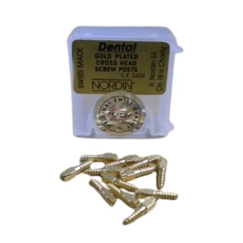 Screw Posts Dental Gold Plated Conical Cross Head Refill L4, Lead Free Alloy