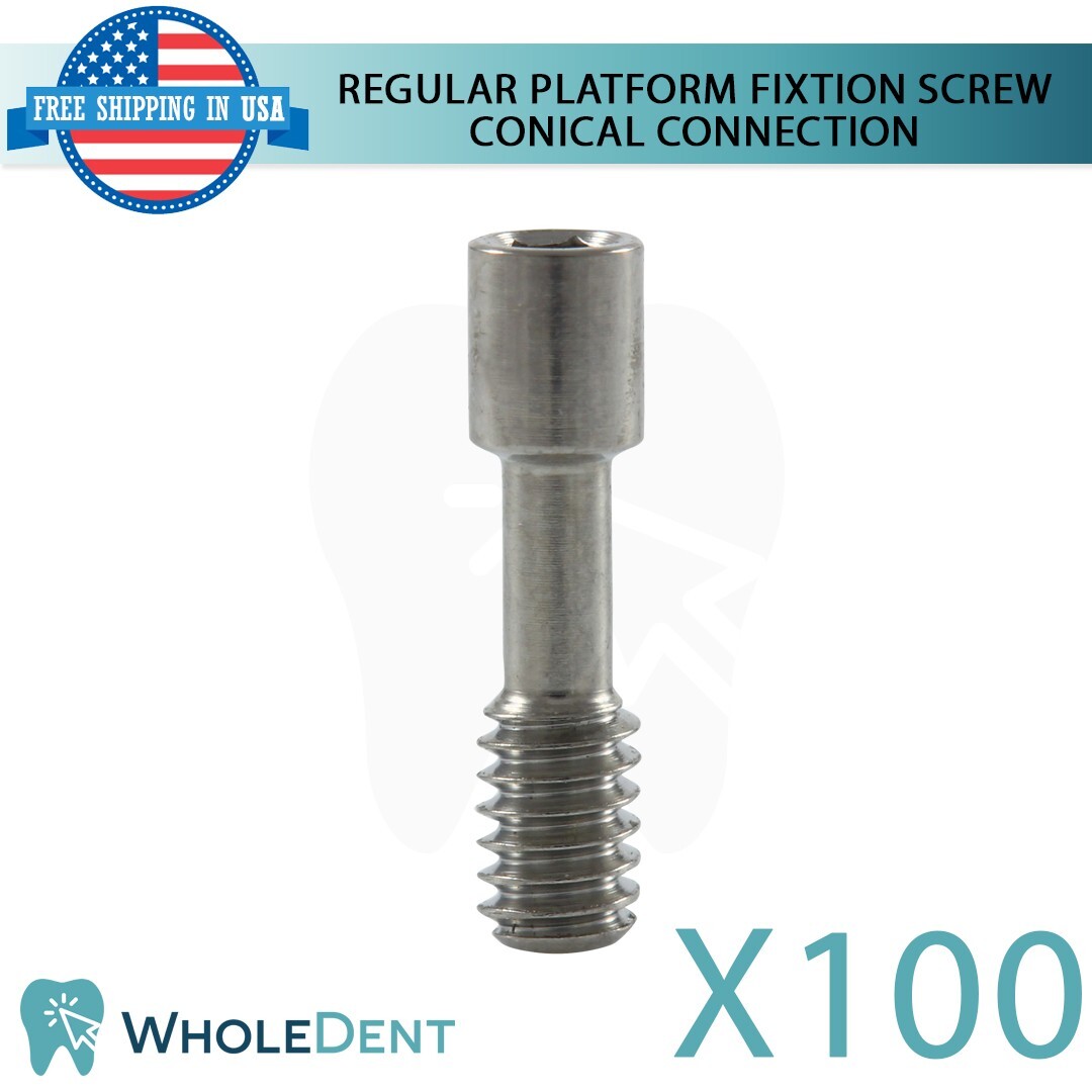100x Dental Titanium Fixation Screw RP Conical 2.65mm Hex Regular Platform