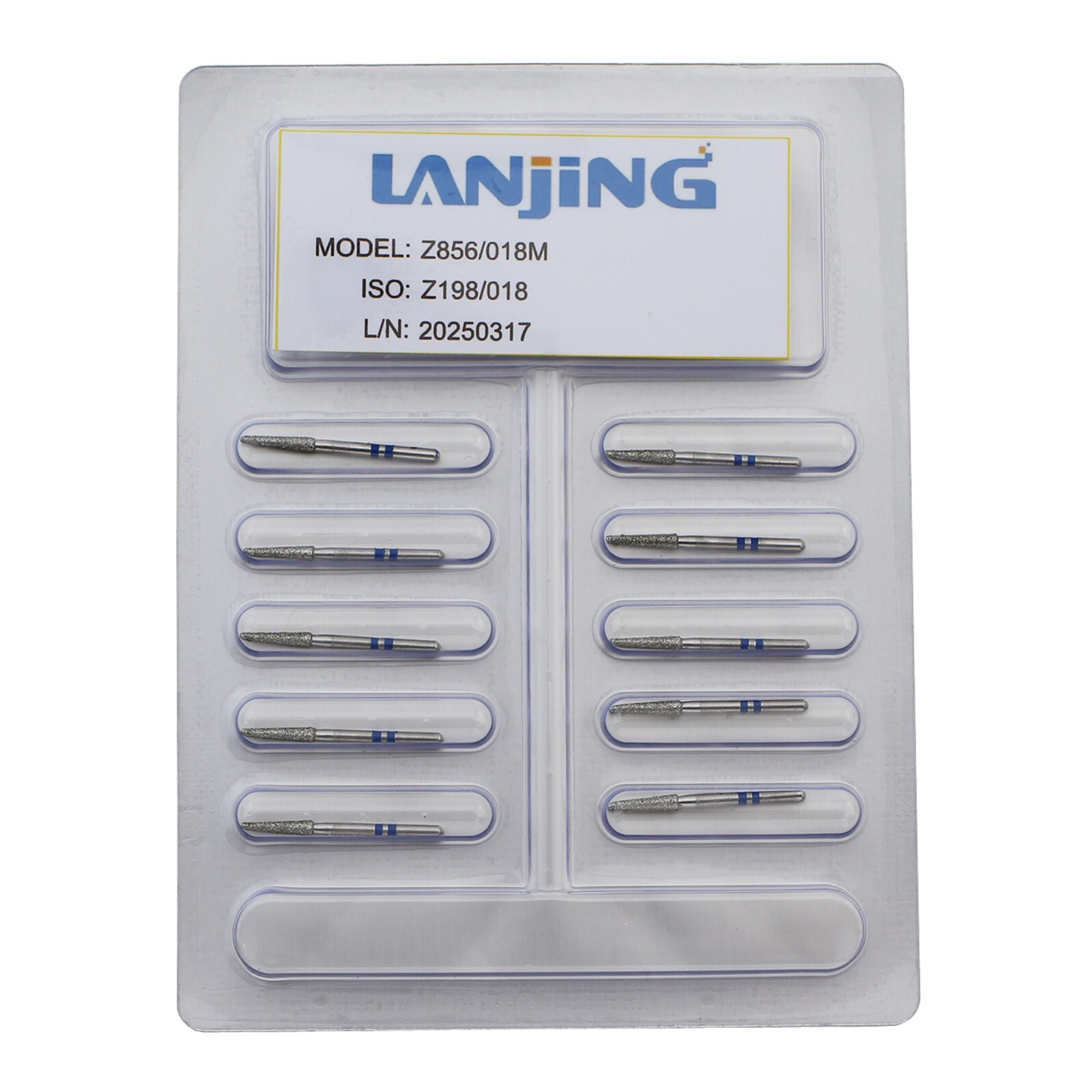 Dental Zirconia Cutting Diamond Bur Z856/018M Medium Round End Taper FG Burs