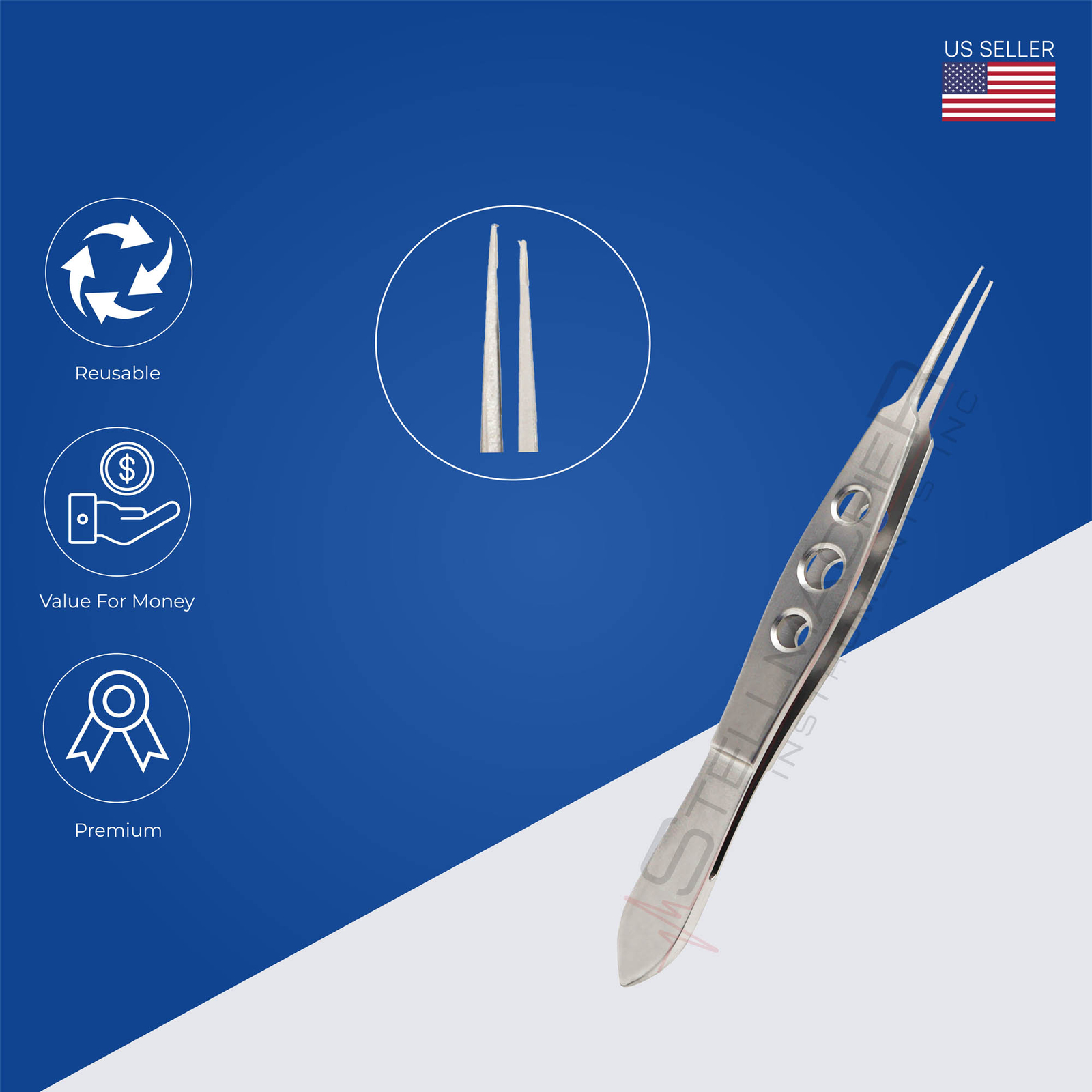 Micro-Iris Forceps, Bonn Model, With Tying Platform, 1 x 2 teeth, 0.12 mm