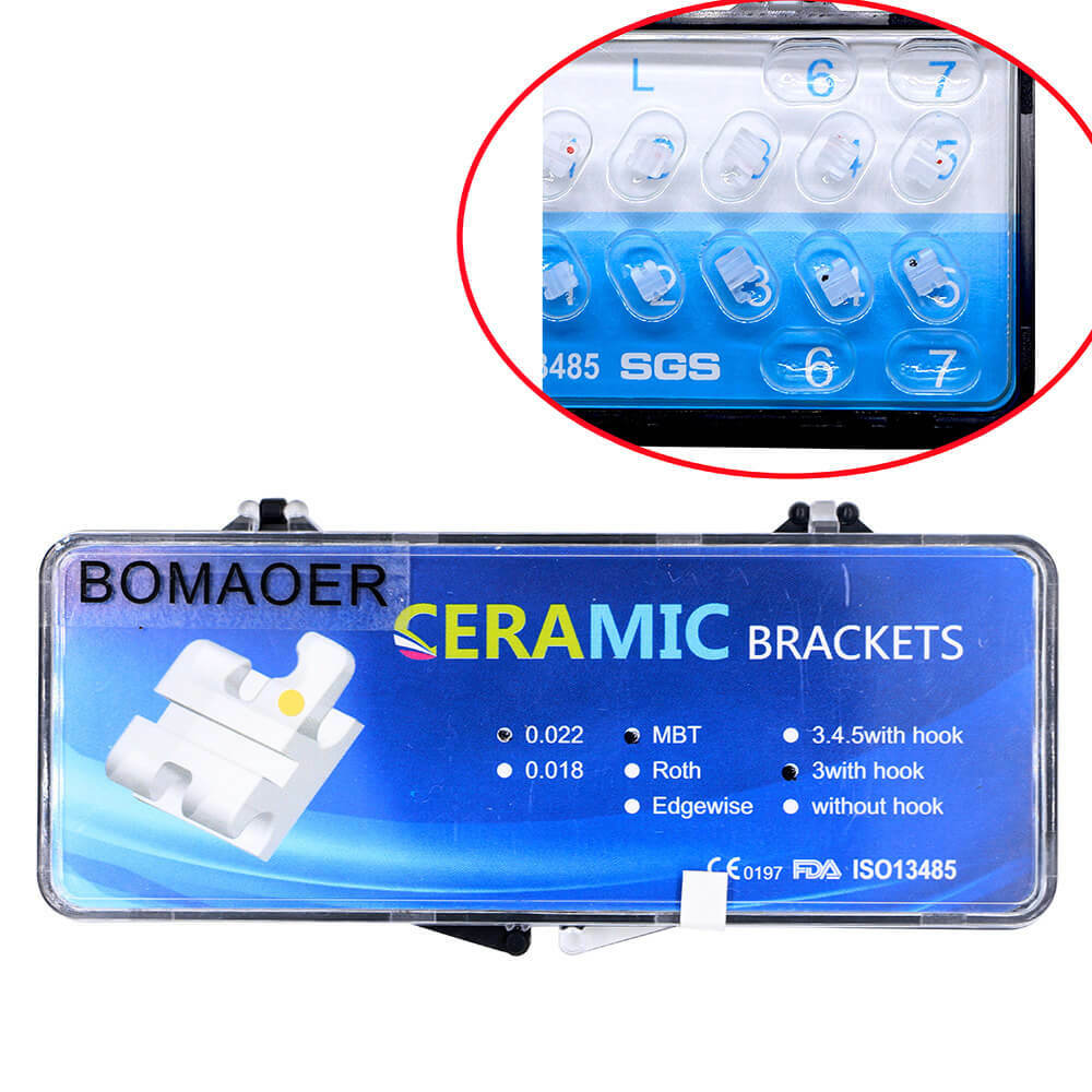 10 kits dental orthodontic ceramic bracket brace mbt slot 022 3 hook 20pcs/kit