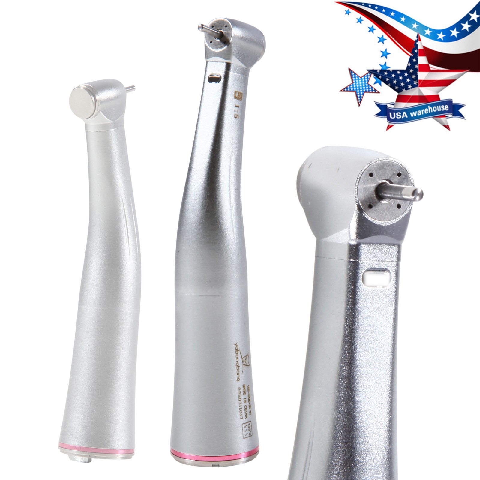NSK Ti-MAX X95L Style Dental 1:5 LED Fiber Optic Contra Angle Handpiece Red Ring