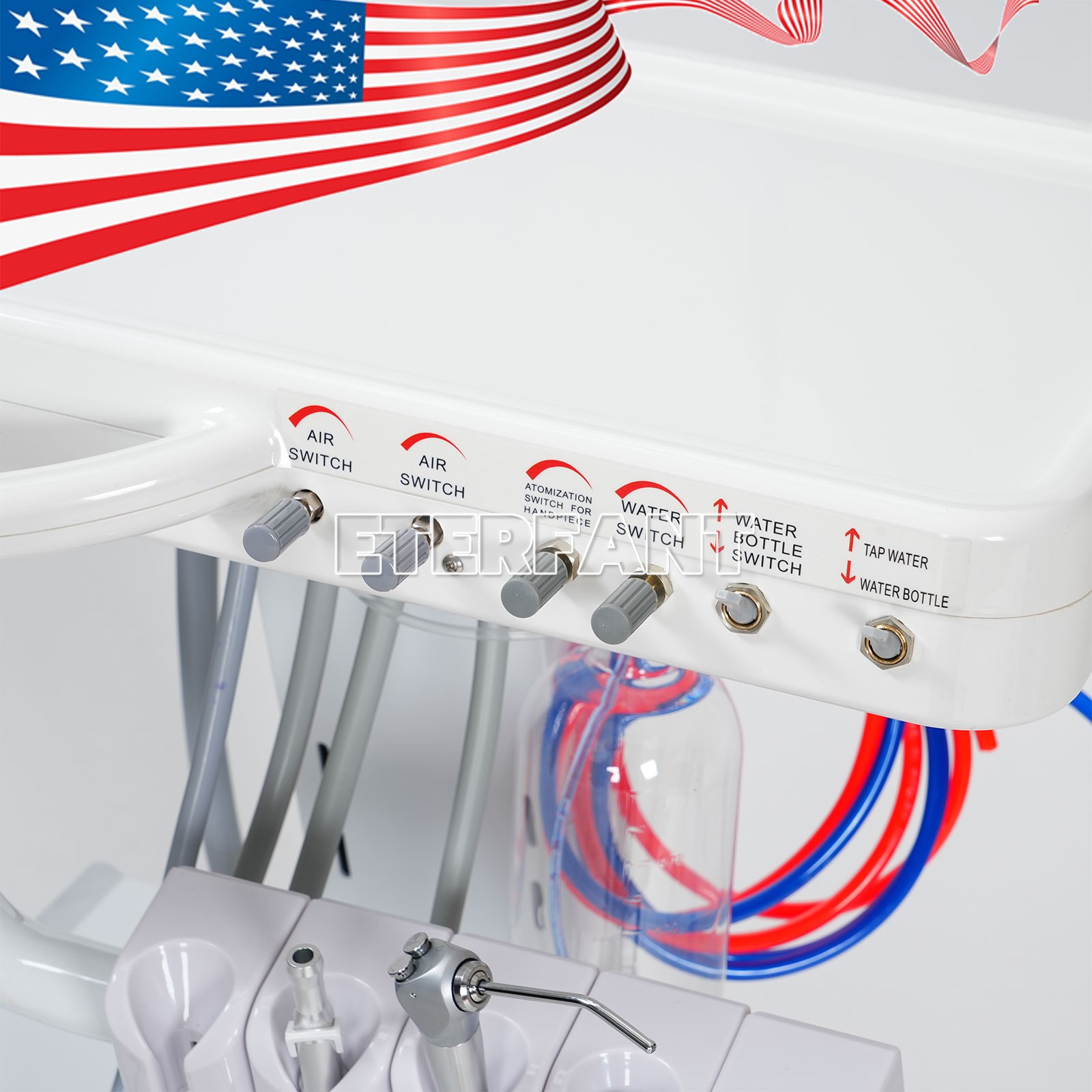 Dental Mobile Unit w/Air Compressor Curing Light Scaler/Delivery Unit w/Socket