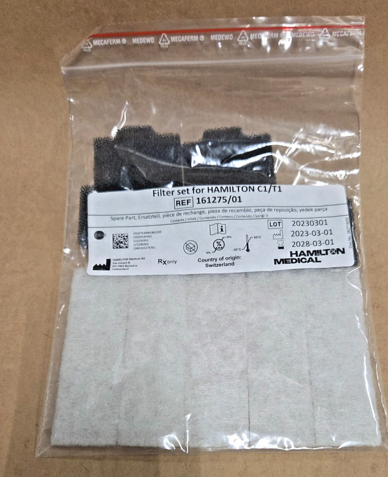 Hamilton Medical Ventilator Filter Set 161275/01 (A2C)