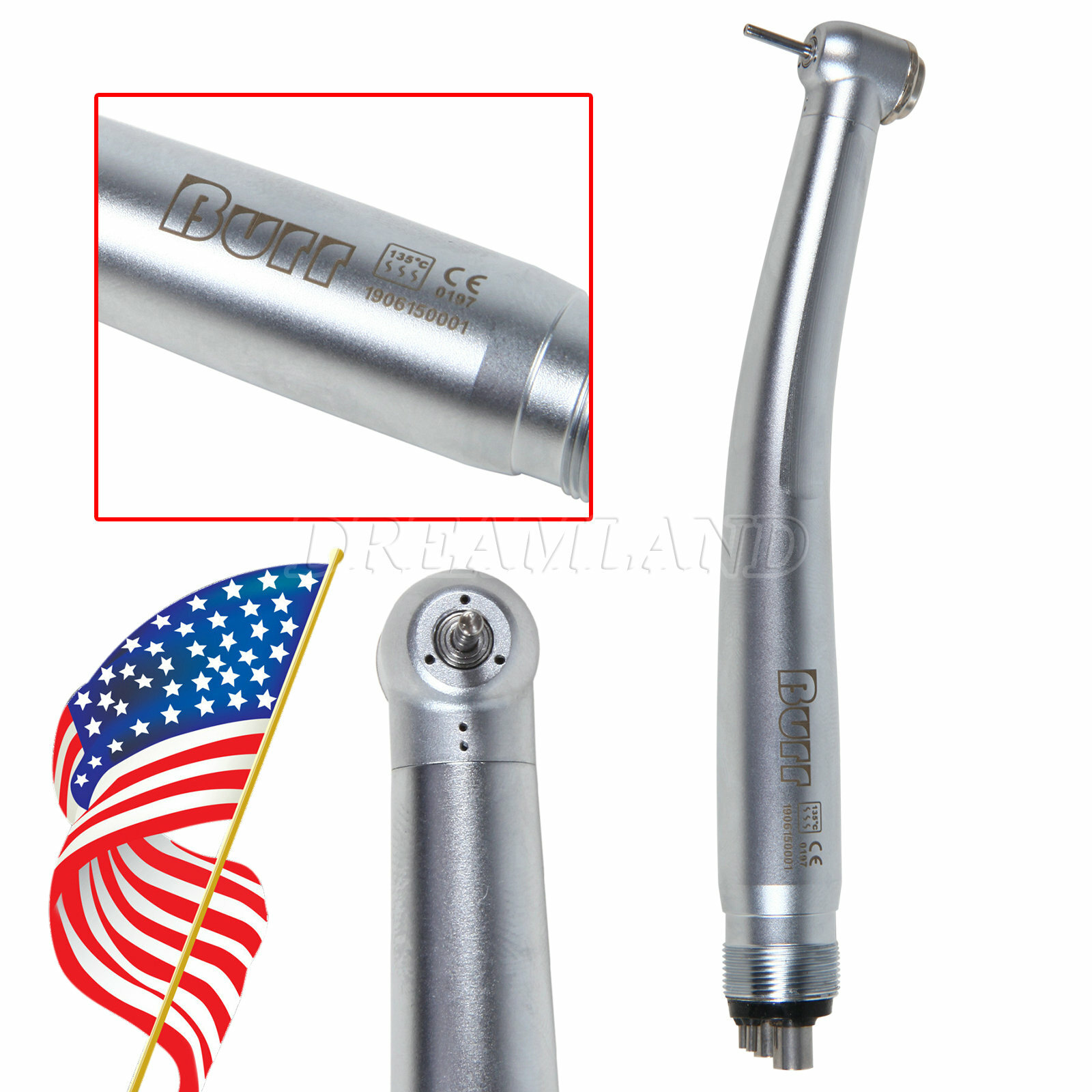 Push Dental High Speed Handpiece 4Hole Air Turbine Clean Head fit NSK