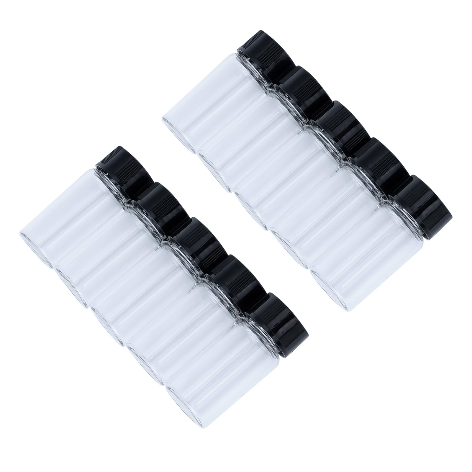 2 or 10 Pc 5ml Mini Clear Glass Vials with Plastic Screw Caps for Essential Oils