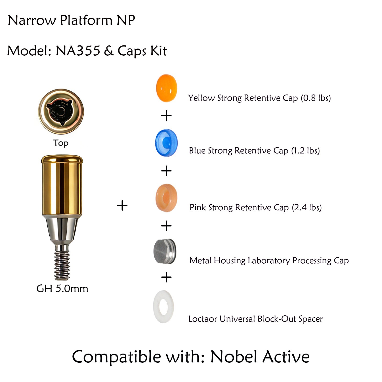US Locator Tapered Abutment for Nobel Active Biocare Conical Connection NP 1-5mm