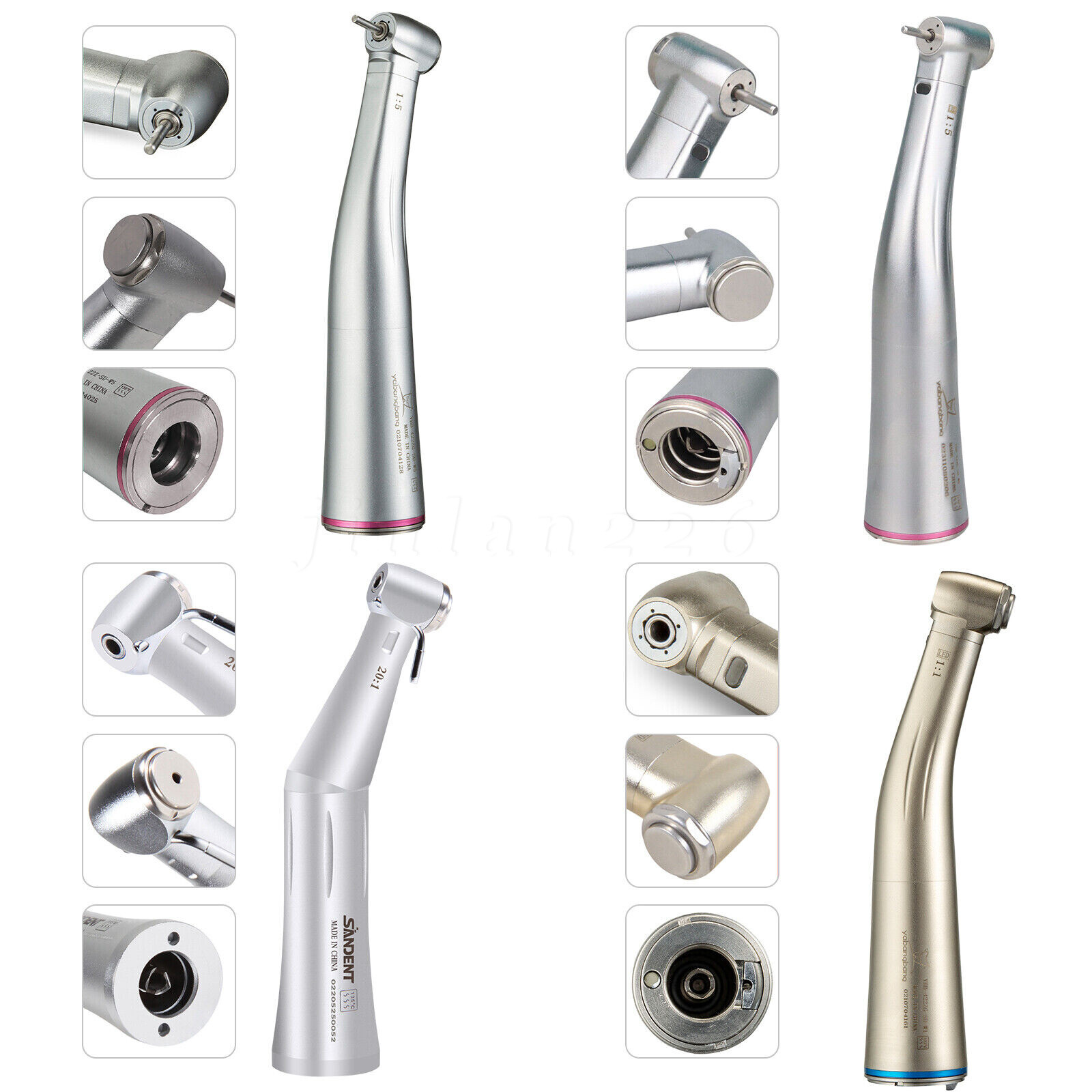 NSK Style Dental 1:1/1:5/20:1 Fiber Optic LED Increasing Contra Angle Handpiece