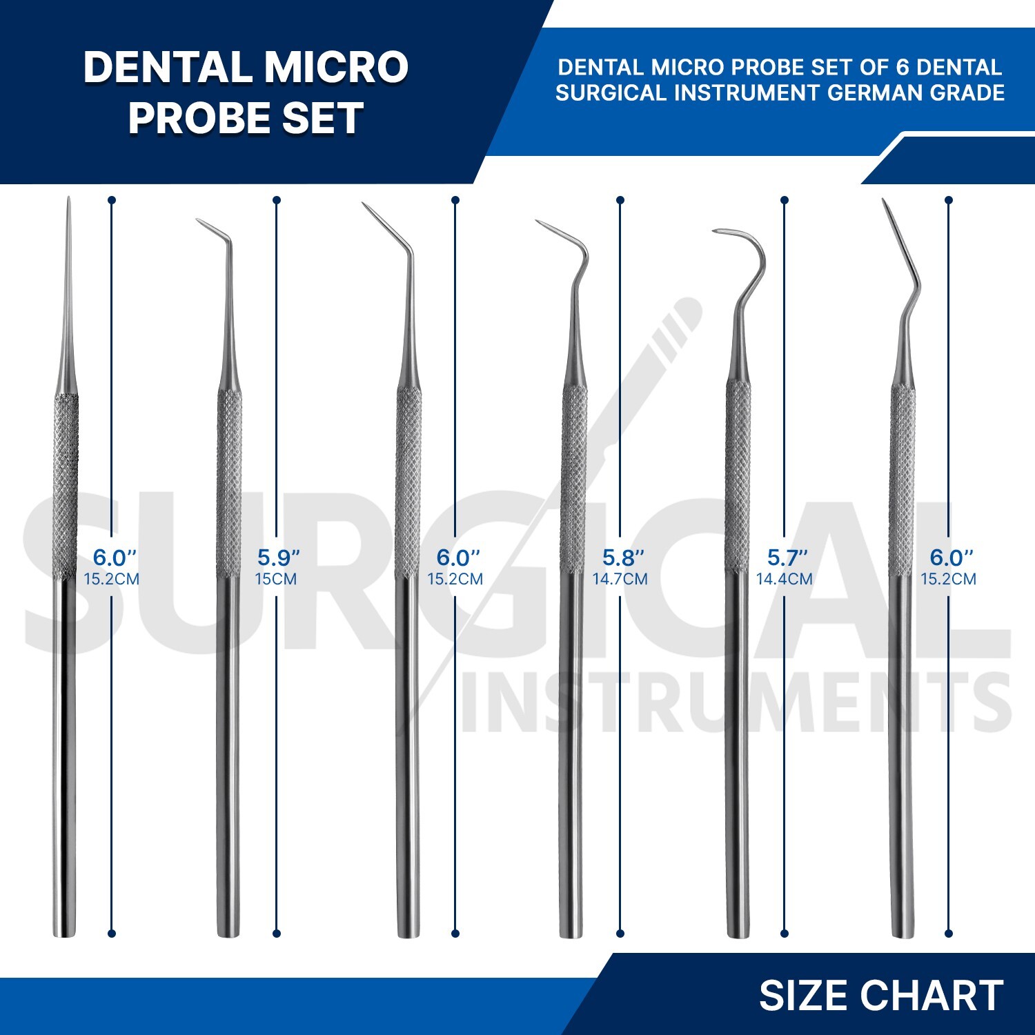 Set of 6 Pcs Precision Micro Probe Kit Combo Stainless Steel German Grade