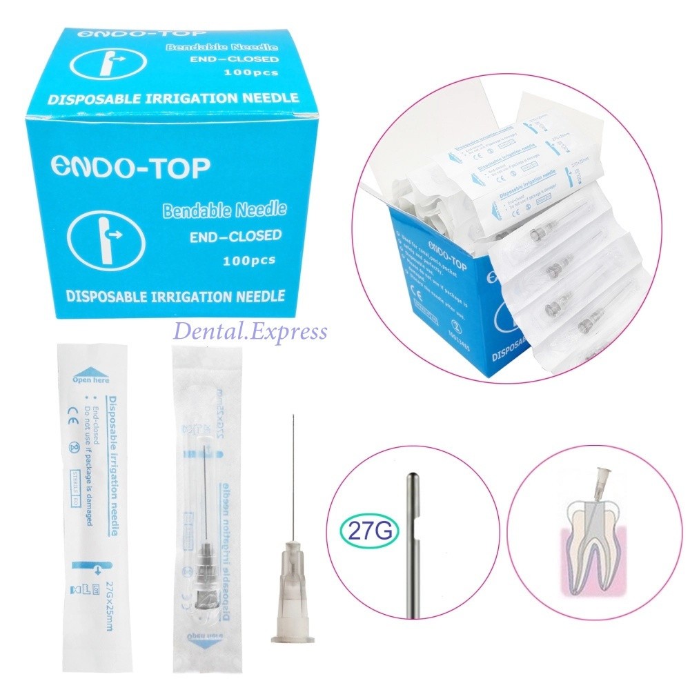 100pcs/Pack Dental Endo Irrigation Needle Syringe Tips Disposable 27G/30G 25mm