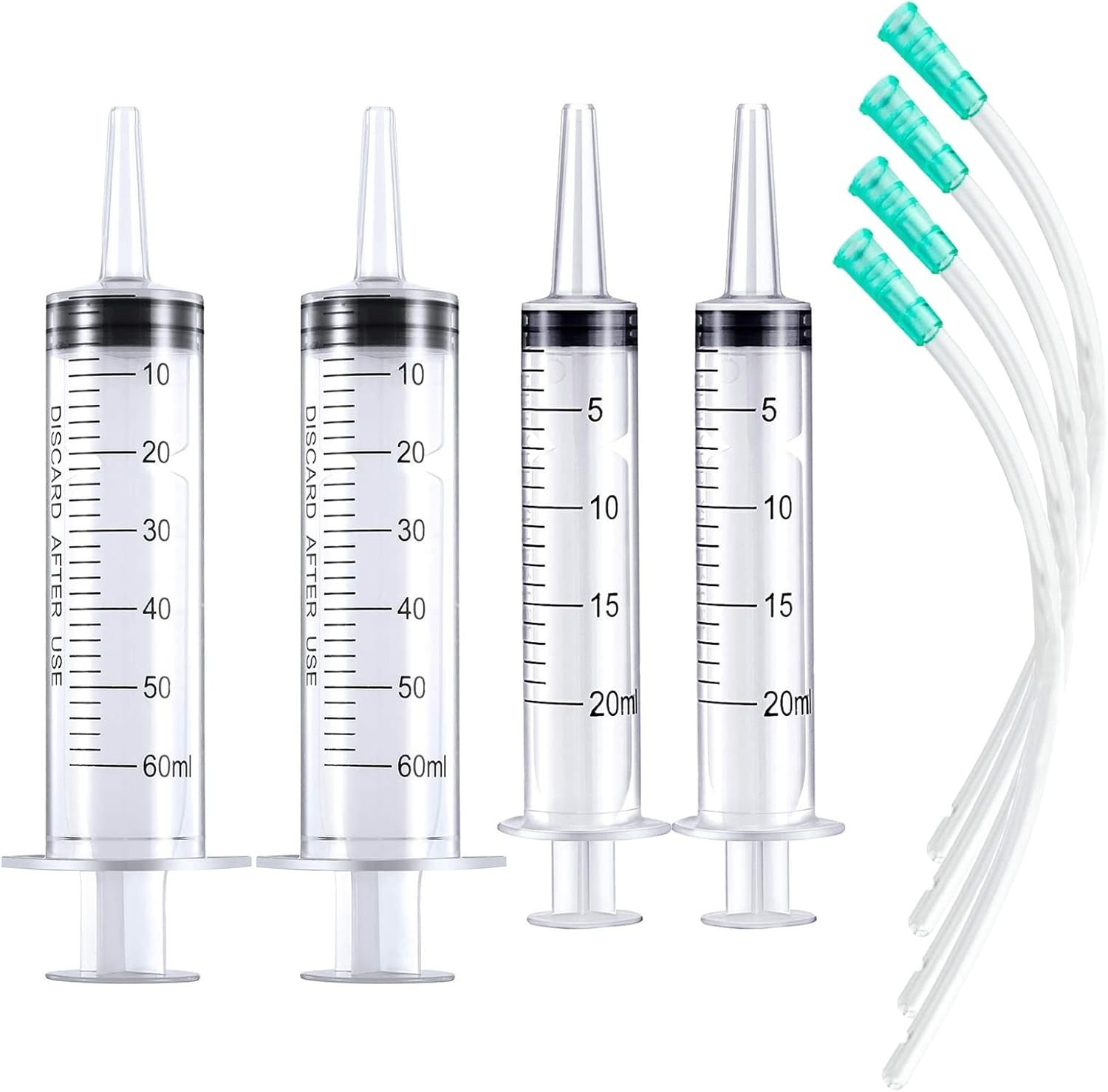 Jeringa Plastico Grande de 60 ml y 20 ml con Tubo de 13 Pulgadas Laboratorios…