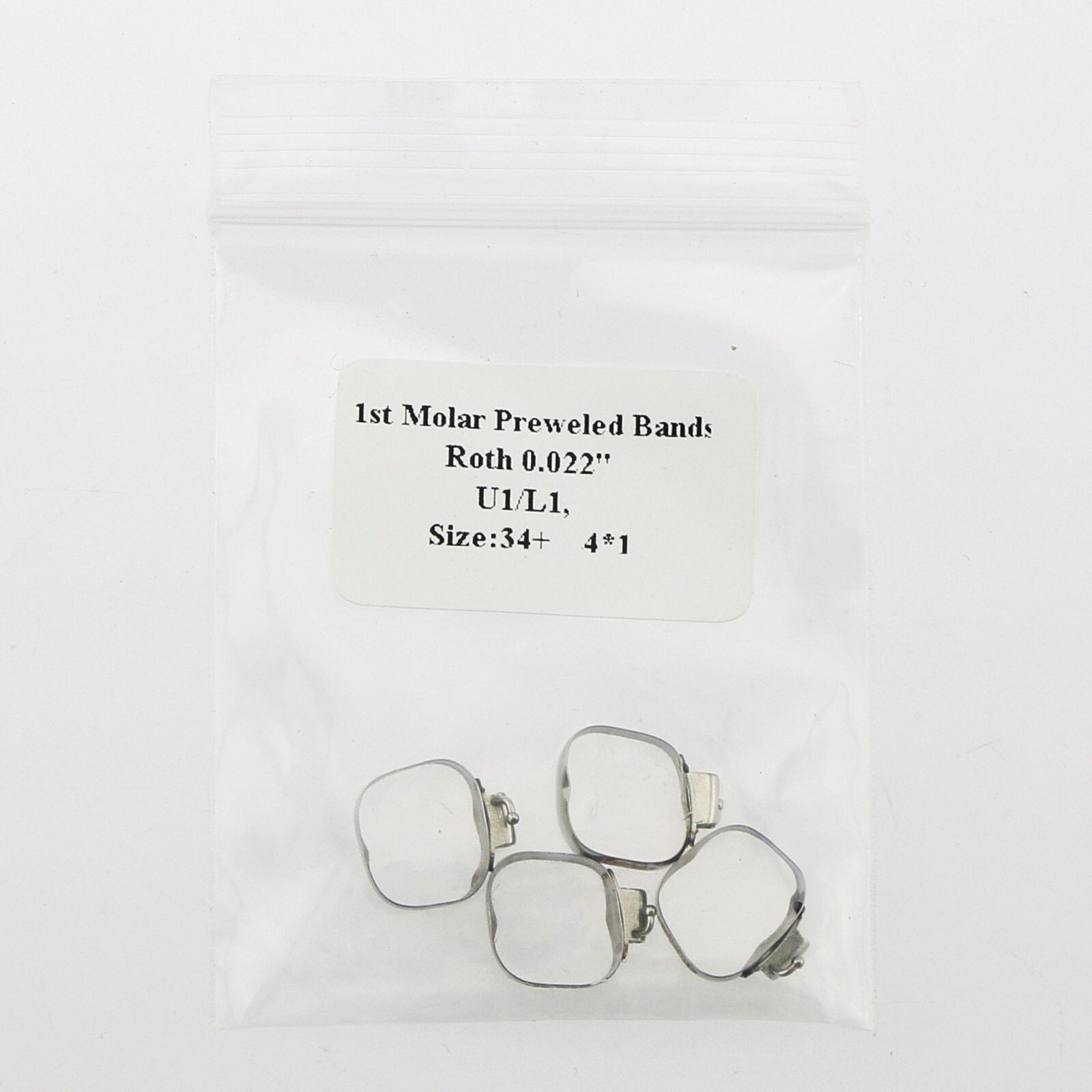 Dental 1st Molar Bands Roth 022 Plain #29-44 Band Buccal Tube U1L1 Lingual Cleat