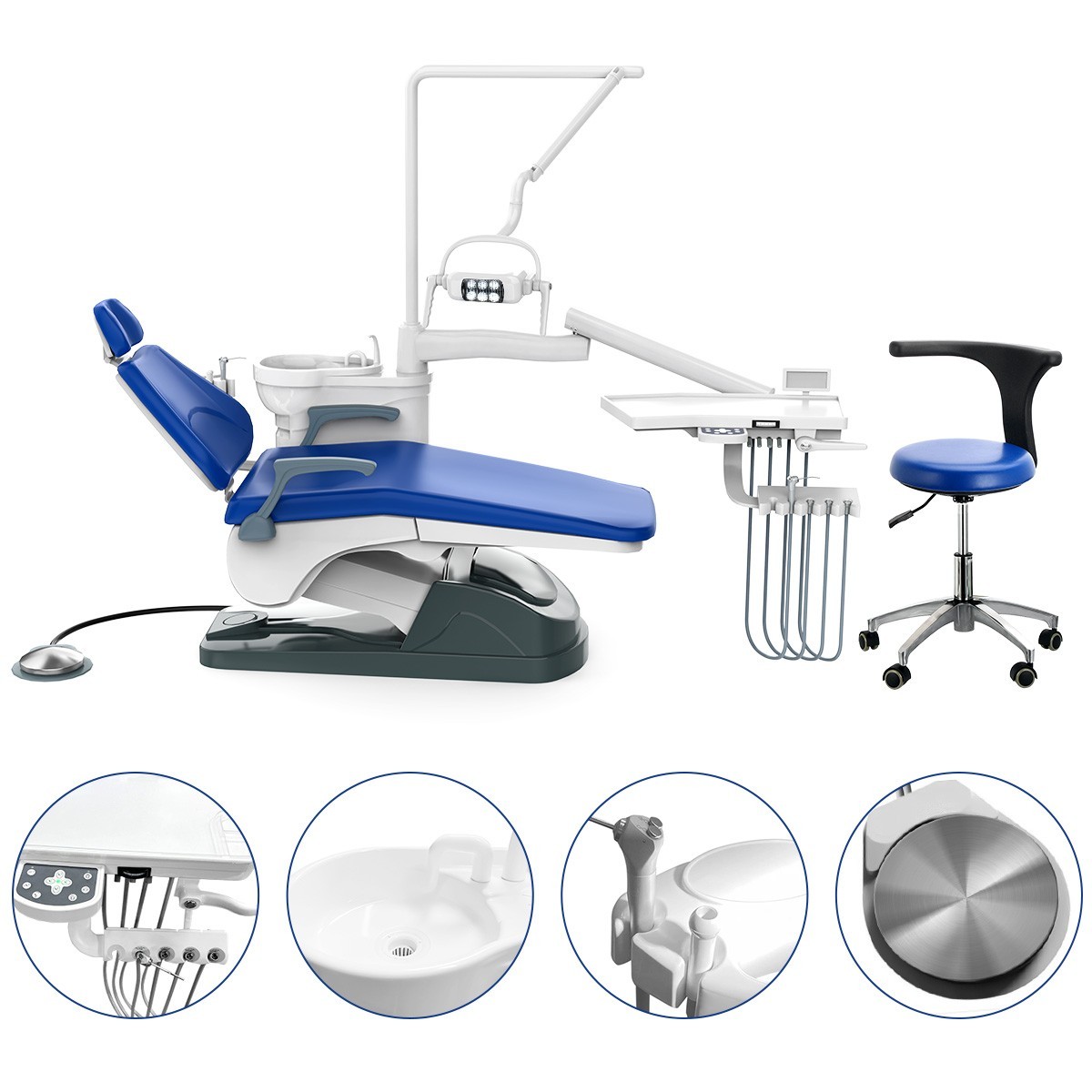 US Dental Unit Chair Computer Controlled DC Motor PU Leather + Stool TJ2688-A1