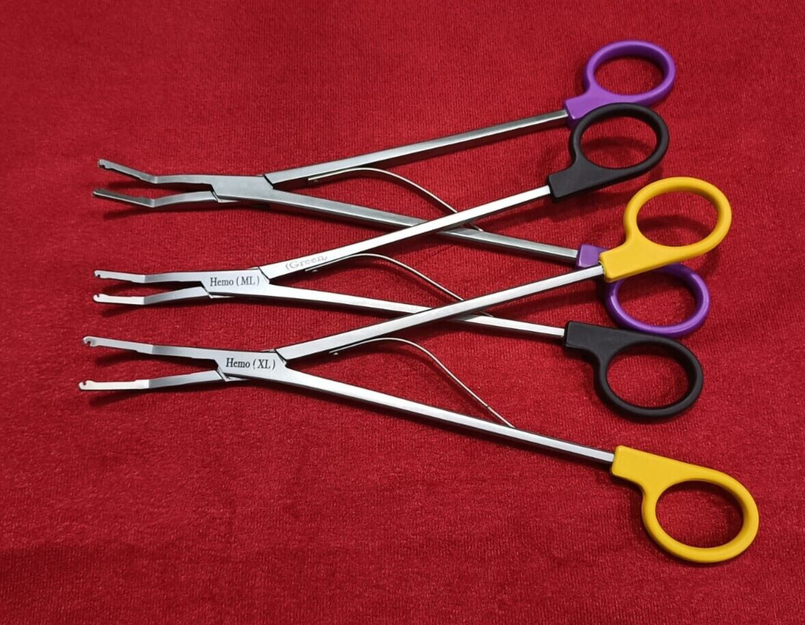 Reusable Open Surgery Hem-o-Lok Applier Purple/ Green/ Yellow (L/ML/XL) – 3 nos.