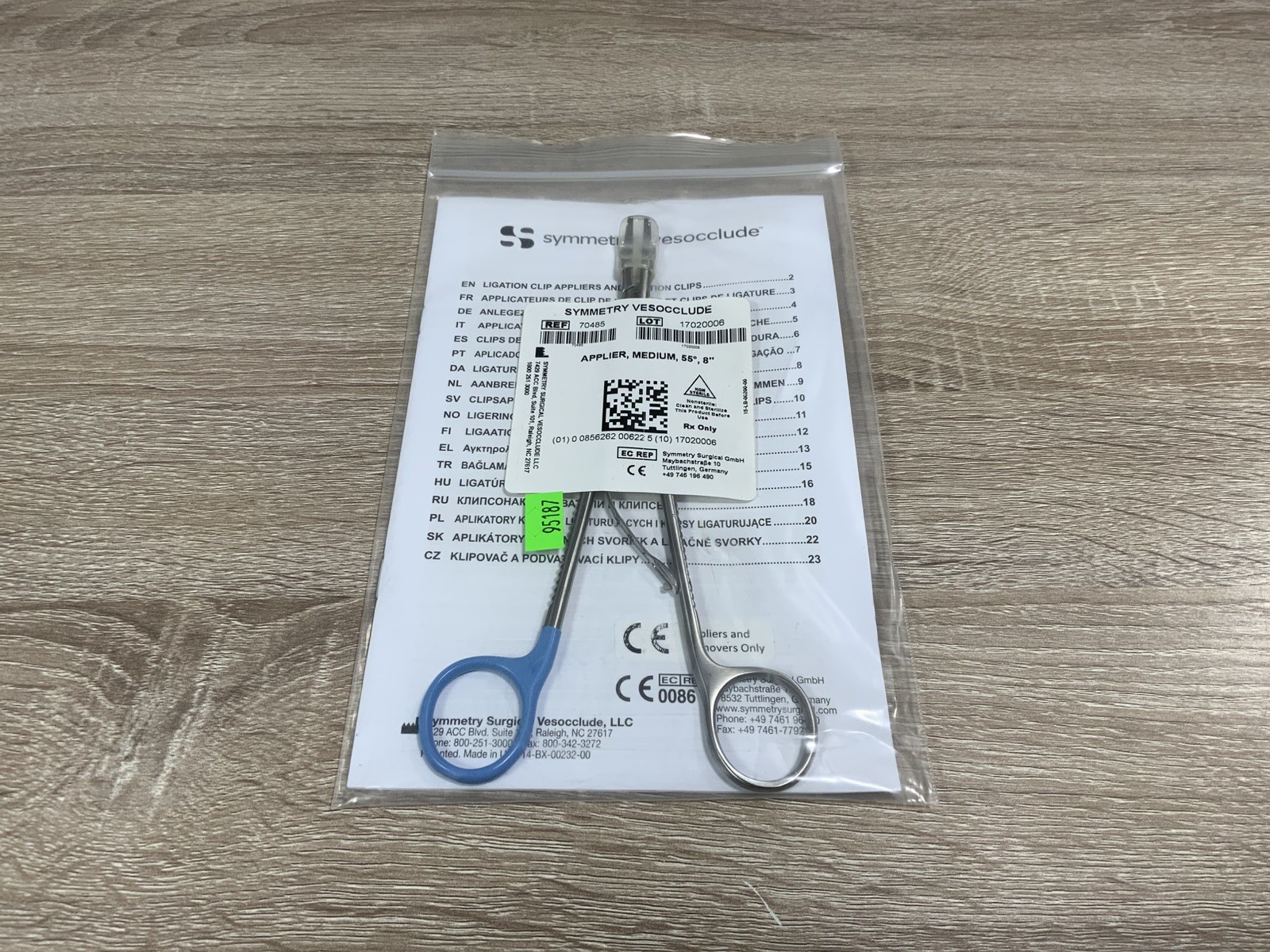 Symmetry 70485 Vesocclude Medium Ligation Clip Applier 8”