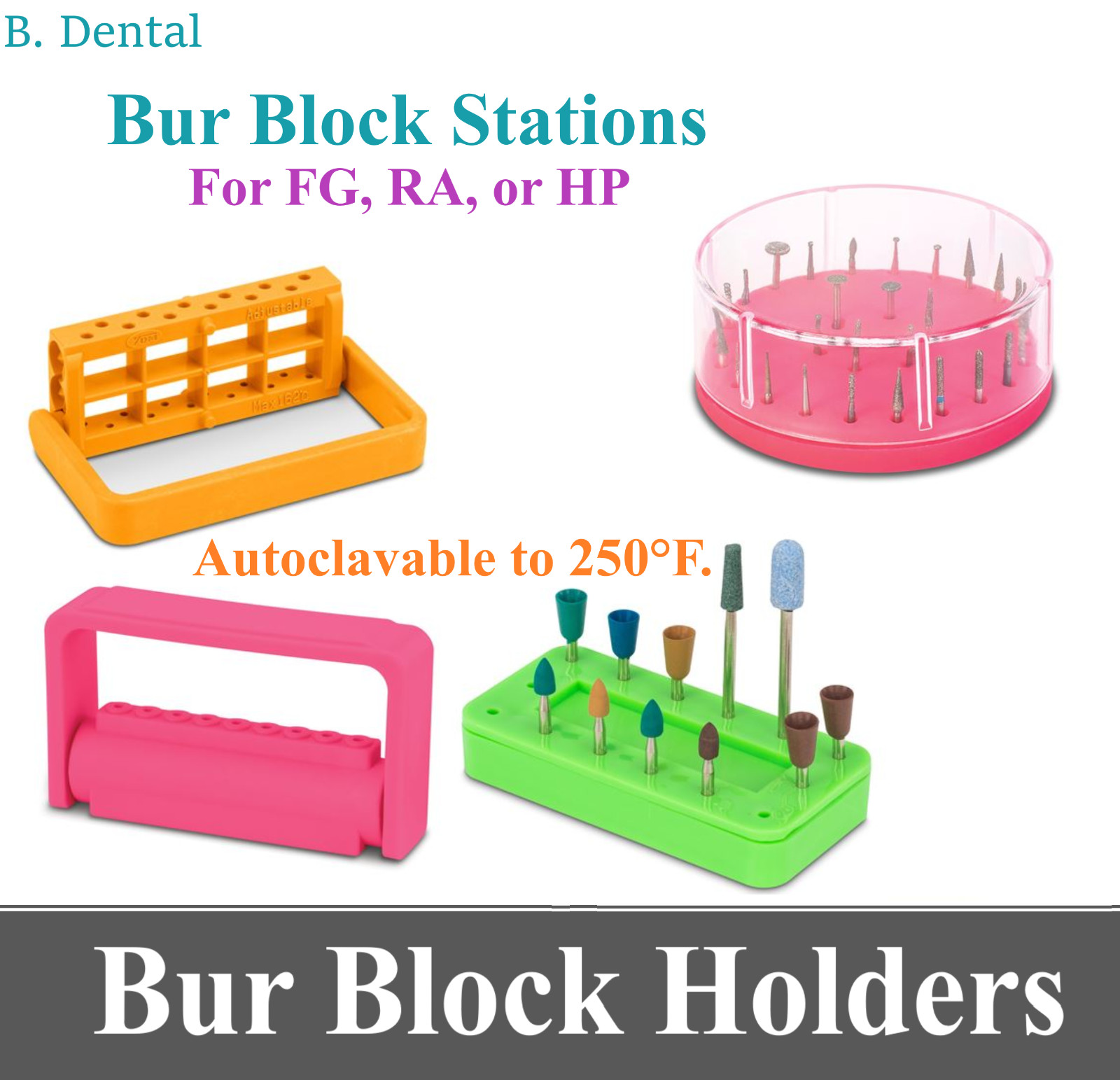 Round Bur Block Magnetic FG RA FGOS Dental Burs Block 7 Hole /28 Hole /14 Hole