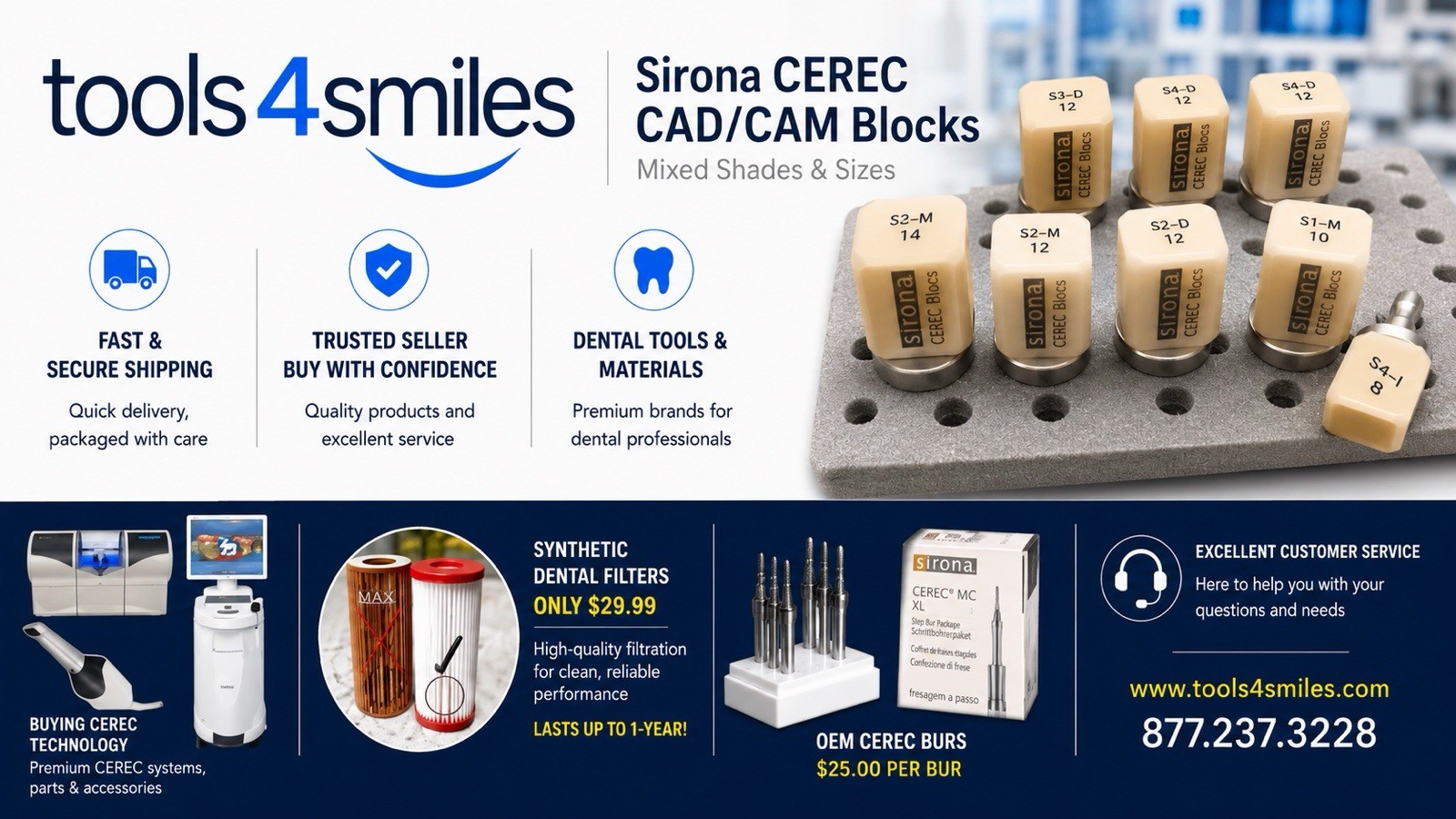 Sirona CEREC Blocs (7) MCXL / MC X /IN-LAB CERAMIC BLOCKS