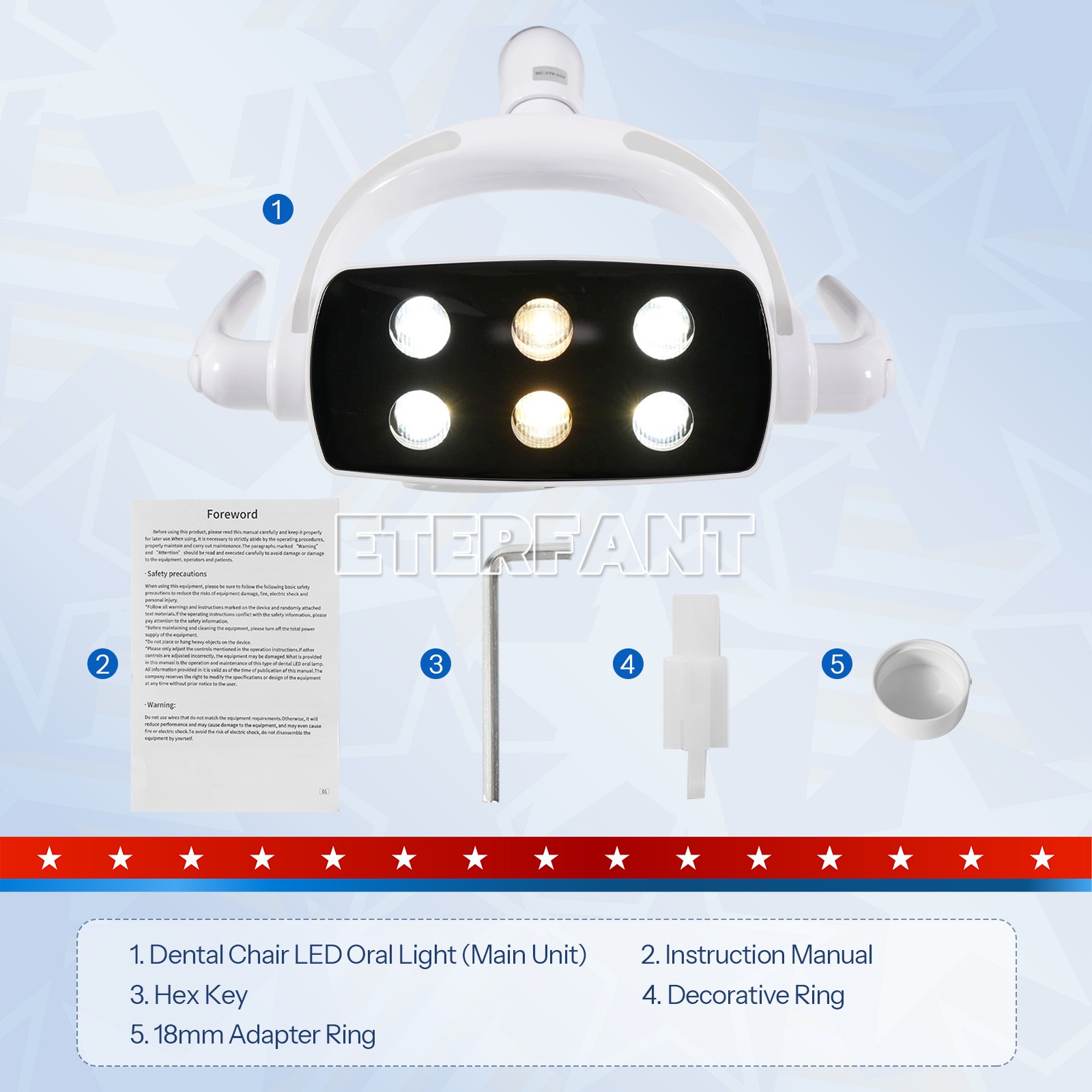ETERFANT Dual Color Temperature Dental LED Oral Exam Light for Dental Unit Chair