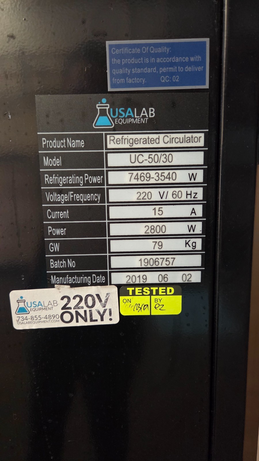 USA Lab -30°C 50L, Recirculating Chiller UC-50/30/42L/Min