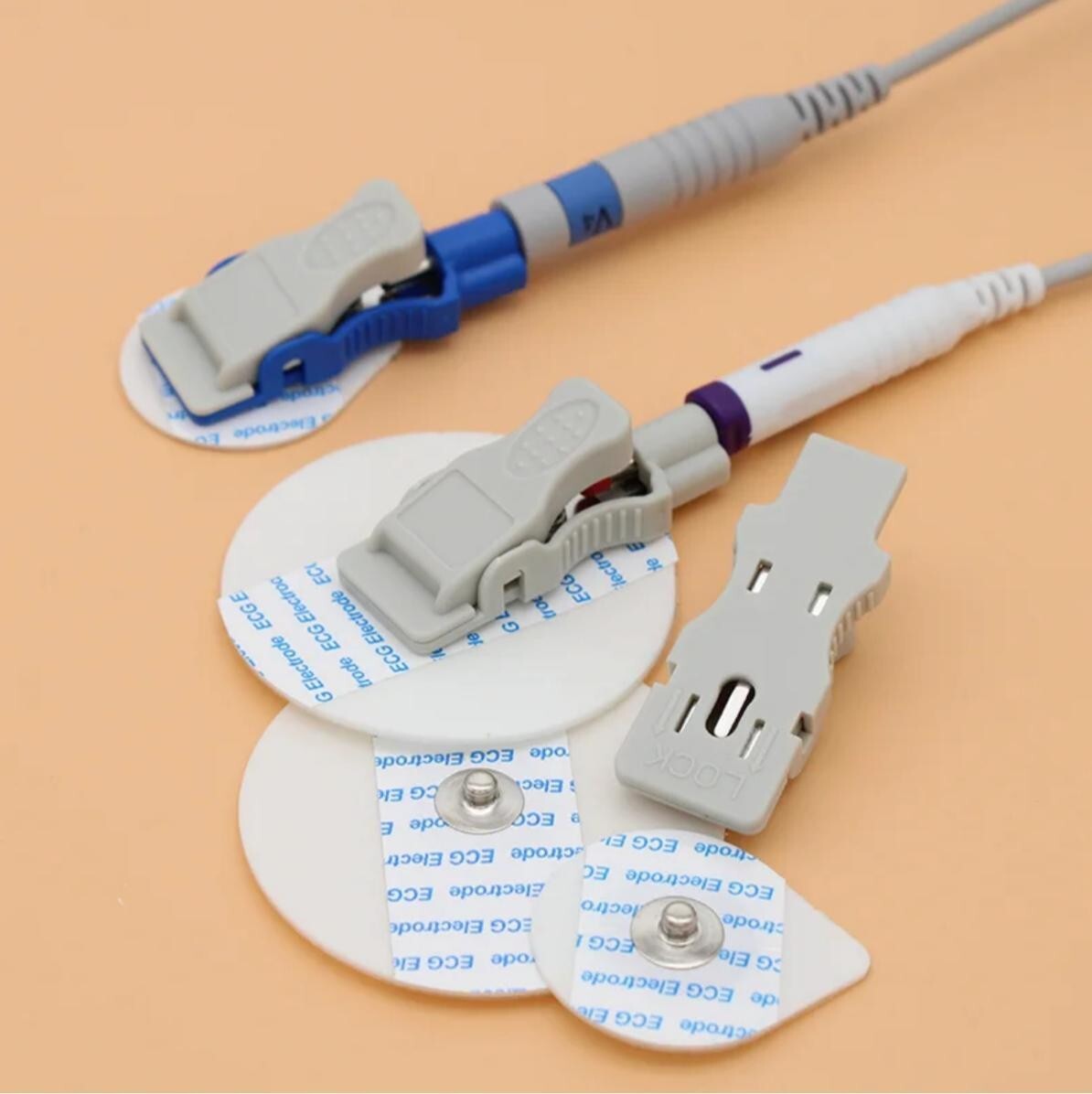 10pcs Universal EKG ECG Electrode Alligator Clip, DIN 3mm Needle to Tab Adapter