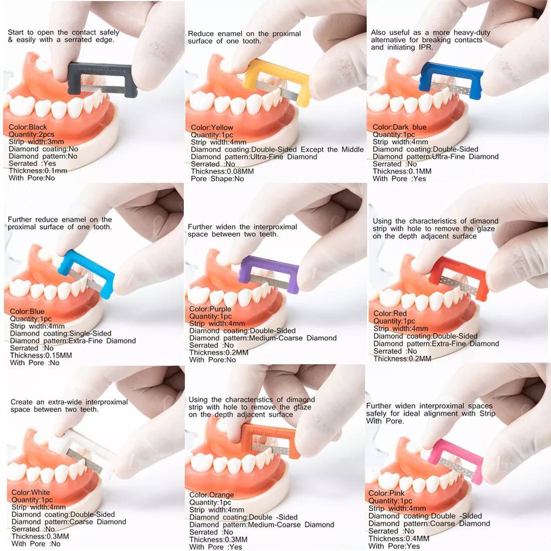 10Pcs Dental Polishing Strip Kit Interproximal Reduction Orthodontic IPR Strips