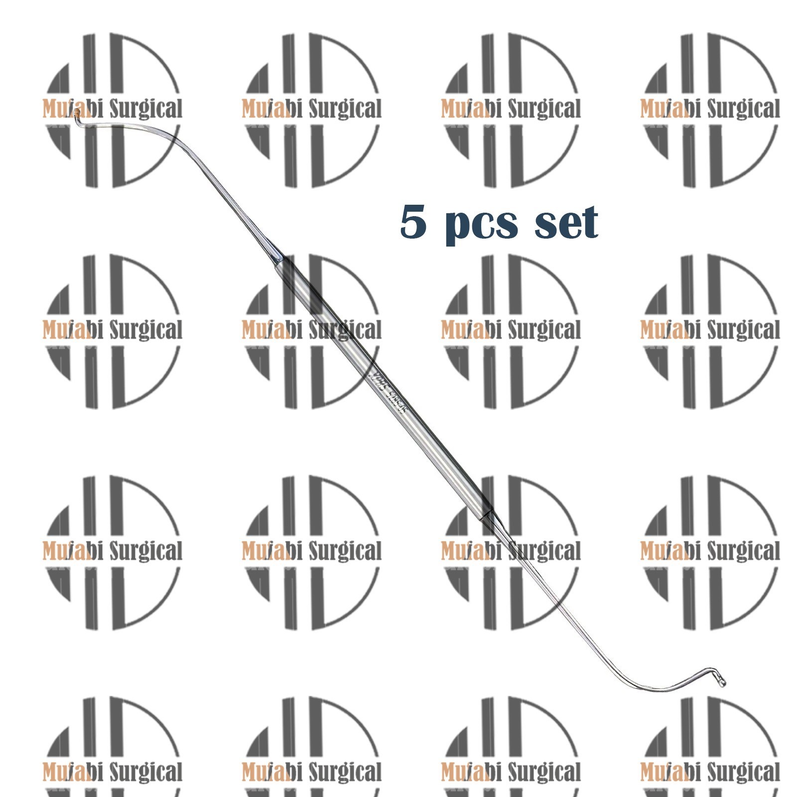 5PCS Kuhn Frontal Sinus Seeker, Double-Ended, Size #3, Hexagonal Handle ENT