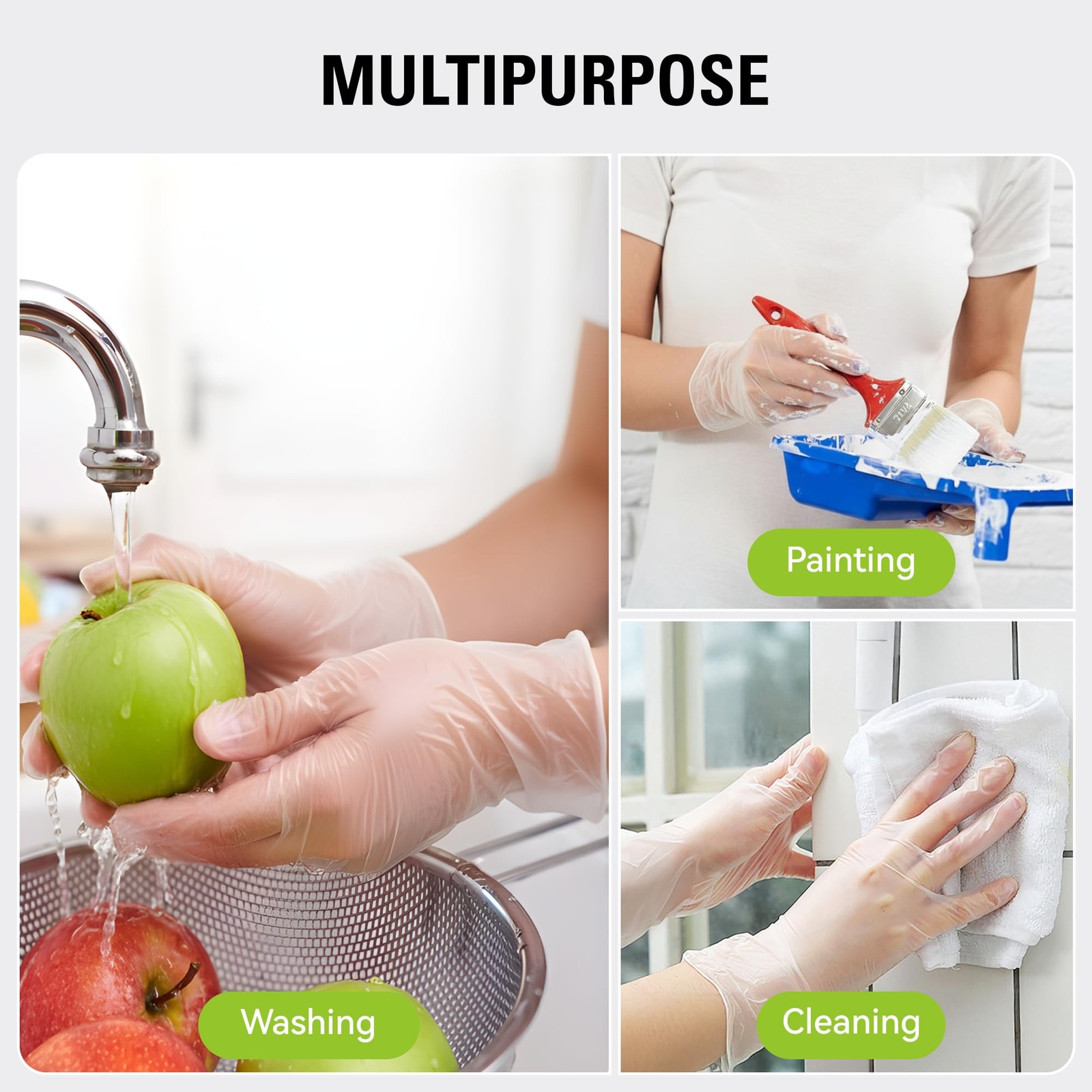 Swiftlite Disposable Vinyl Gloves Food Safe Latex-Free Powder-Free Clear