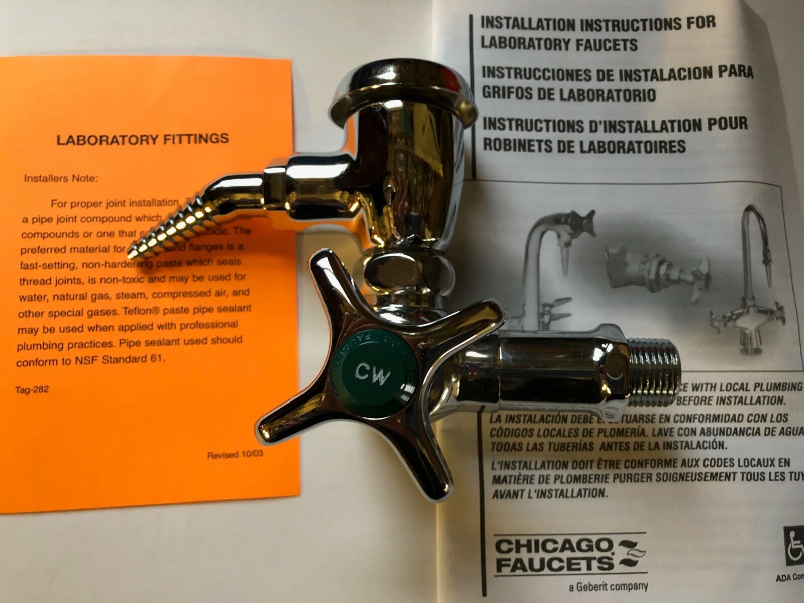 Chicago Faucets 1300-MCP Single Inlet Cold Water Faucet With Serrated Nozzle
