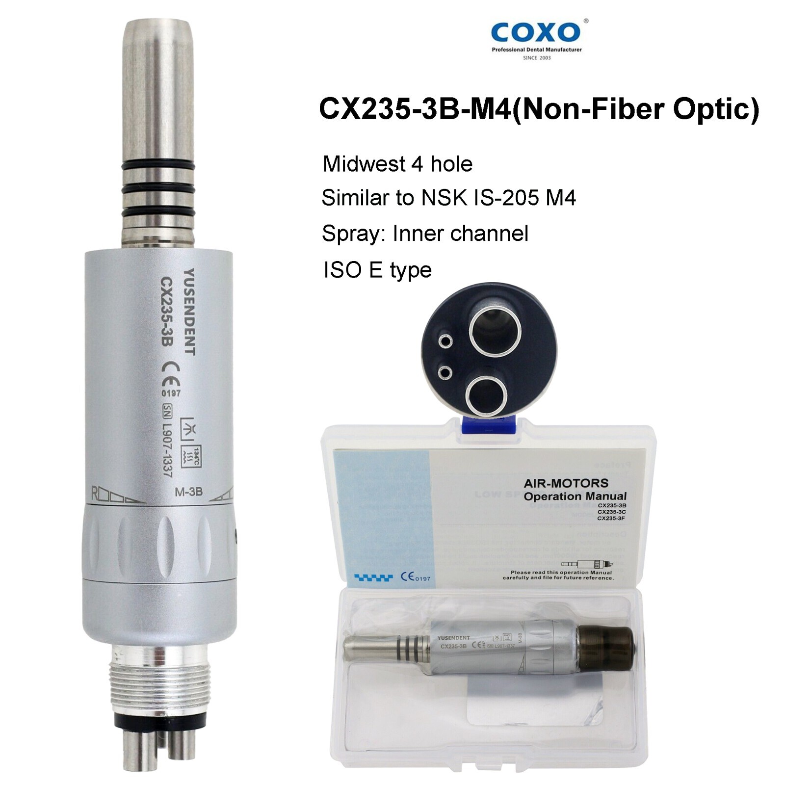 COXO BEING Dental Contra Angle Straight Handpiece Air Motor 4Hole Low Speed Kavo