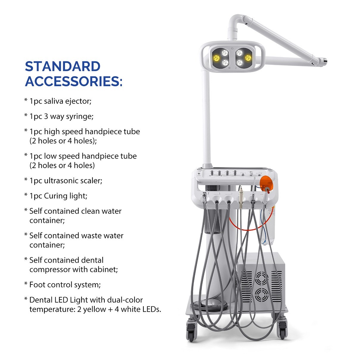 Portable Dental Delivery Unit System Air Compressor With Surgical Lamp /Chair