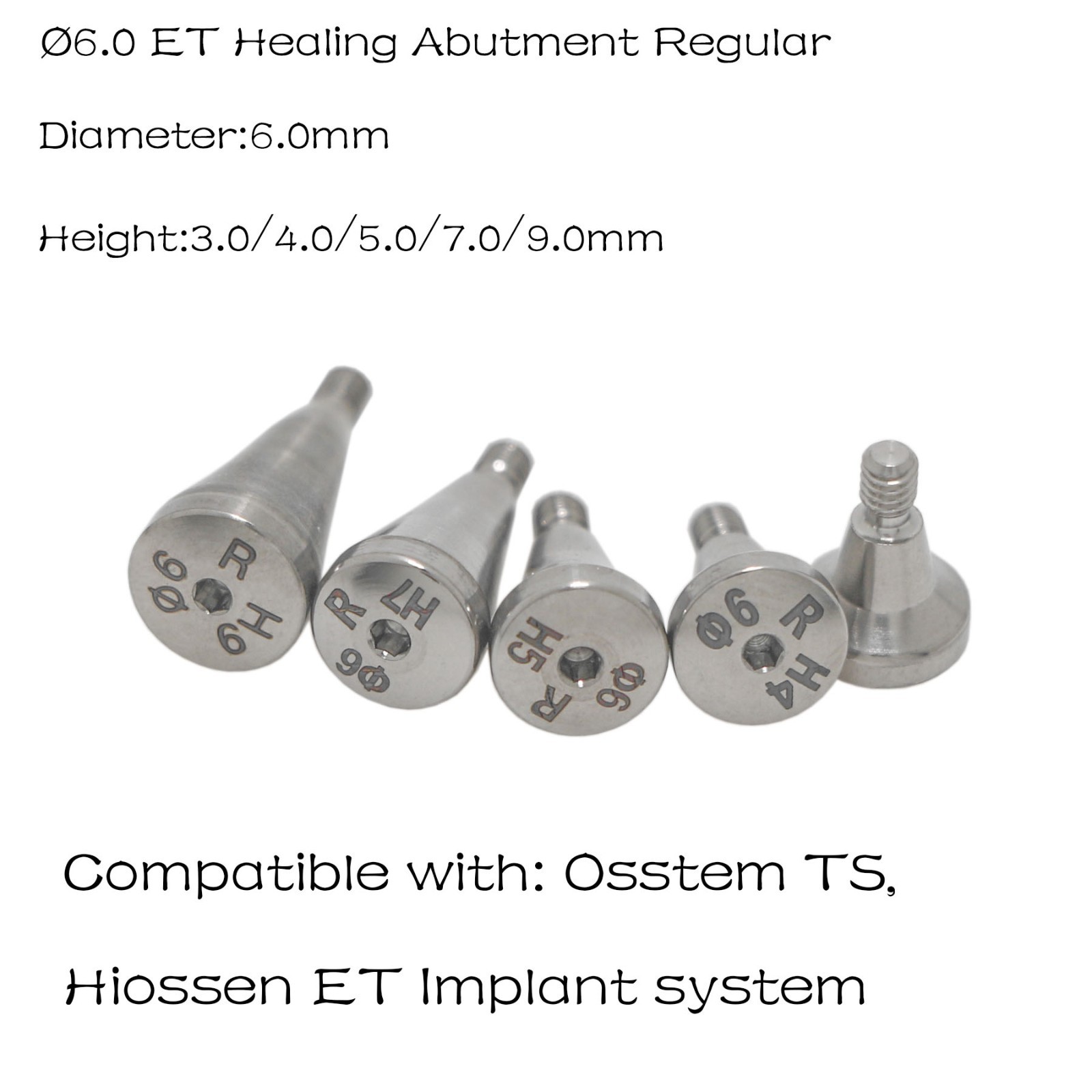 Regular Conical Connection Healing Cap Abutment 3-9mm Height Fits Hiossen Osstem