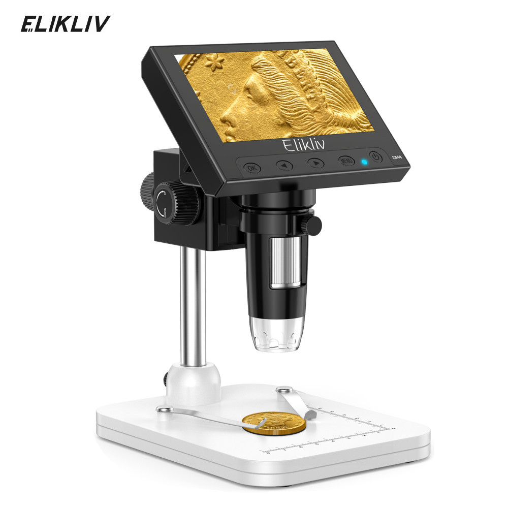 Elikliv 4.3″ Coin LCD Digital 1000x Magnifier w/8 Adjustable LED Lights Used