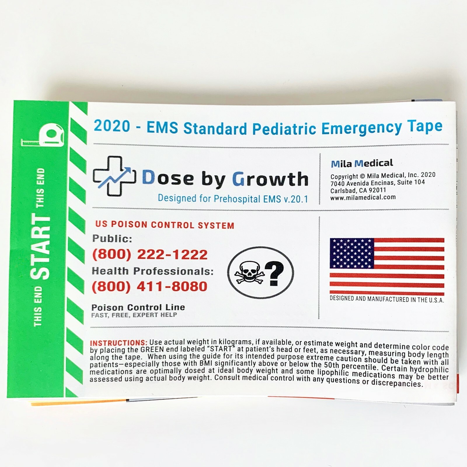 2020 EMS Standard Pediatric Emergency Length-Based Tape (Broselow Compatible)