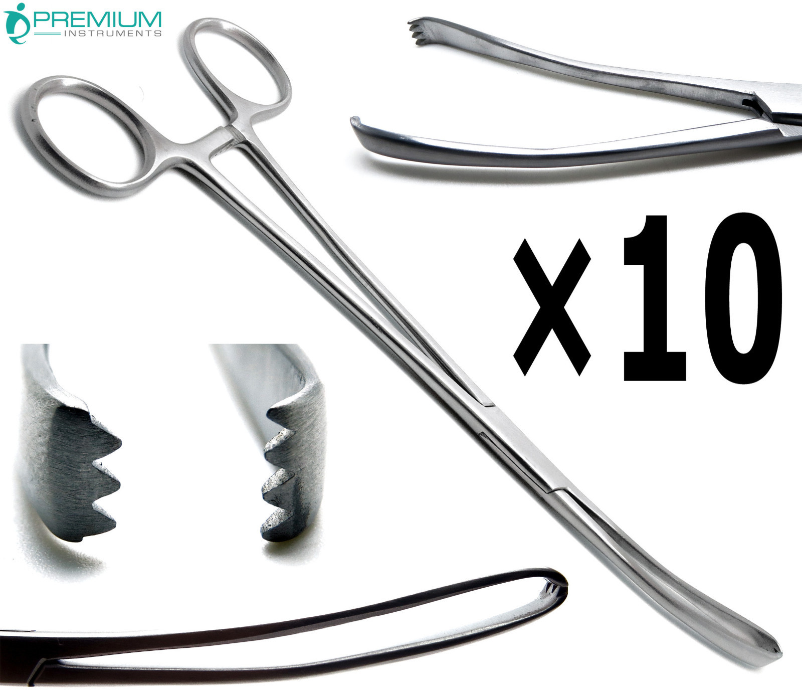 10× Vulsellum Forcep 9″ Teeth 4X3 Teale Uterine Surgical Premium Instruments