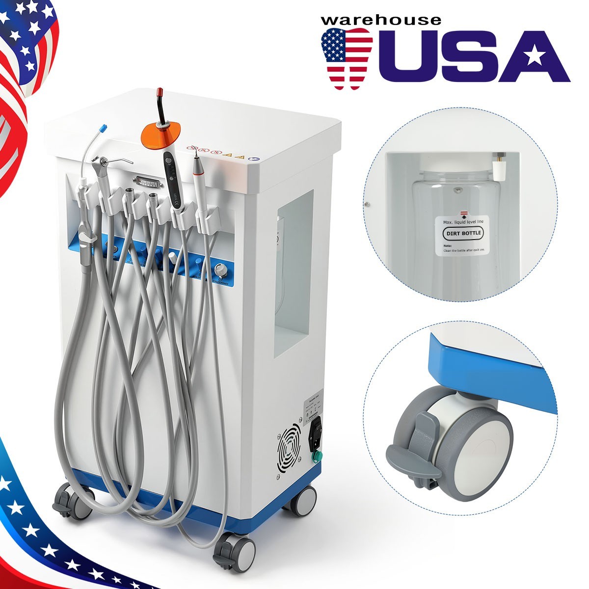 Dental Delivery Unit with Air Compressor Cart LED Curing Light/Mobile Unit Chair