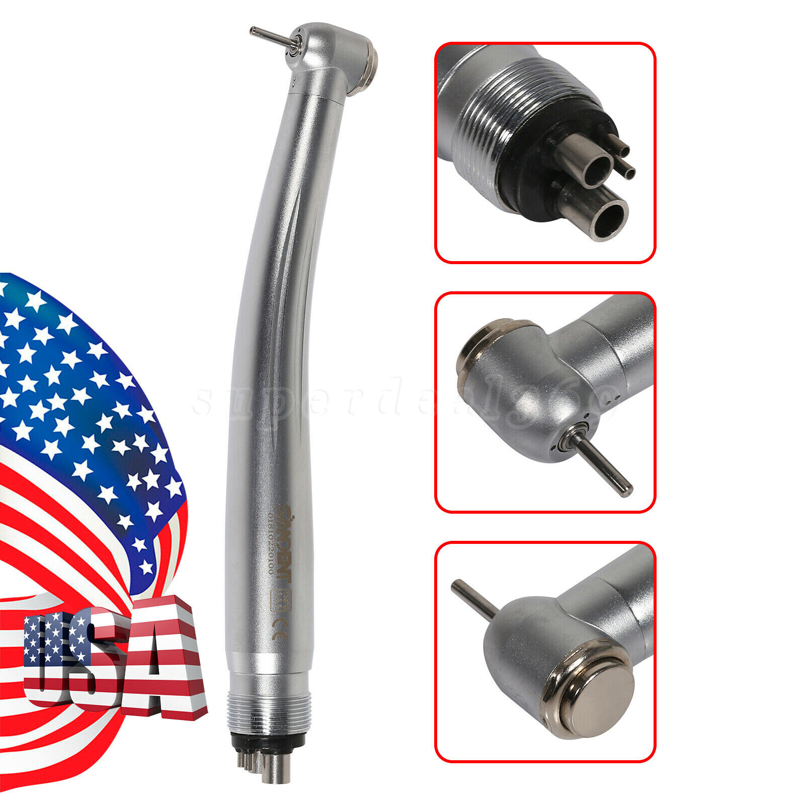 1/10 SANDENT NSK STYLE Dental High Speed Handpiece Spray Turbine 4Hole STNABM