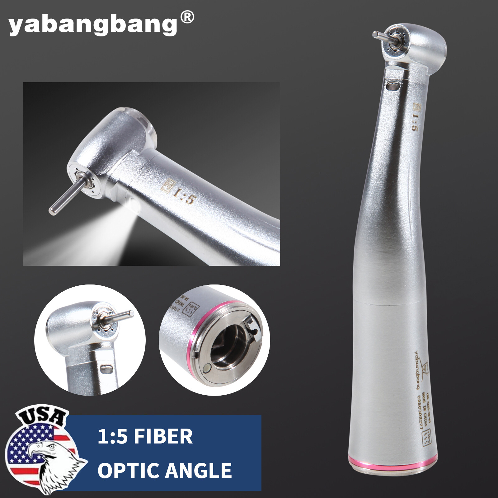 Dental 1:5 Increasing LED Contra Angle Handpiece Quattro Water Spray E-type sk