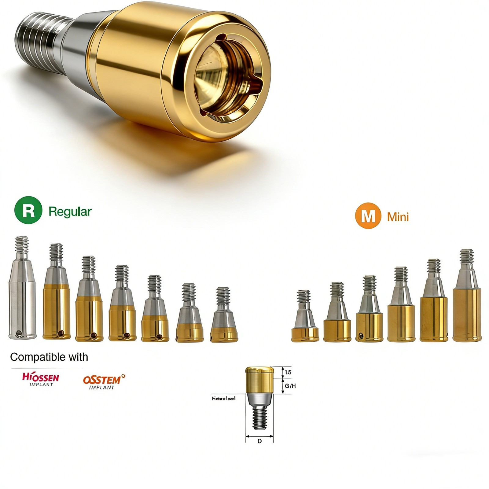 Dental Titanium Abutment Male Cap Inserts Fits Major ZEST locator Implant System