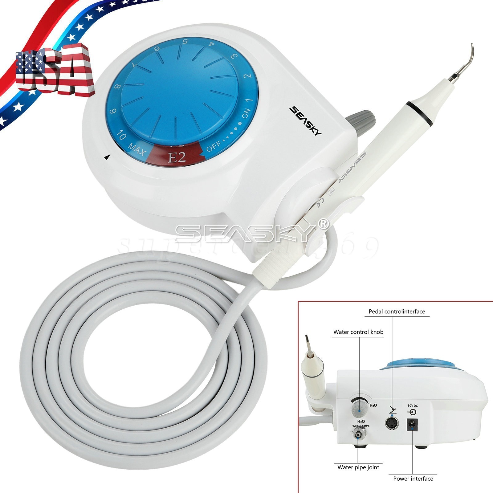 Dental Ultrasonic Piezo Scaler Teeth Cleaner fit with EMS Handpiece Tips E2 FDA