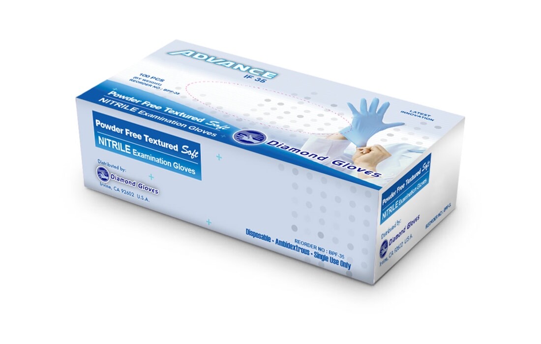 100 Pcs Blue Nitrile Exam Gloves 3.5 Mil Powder and Latex FREE Medical Dental