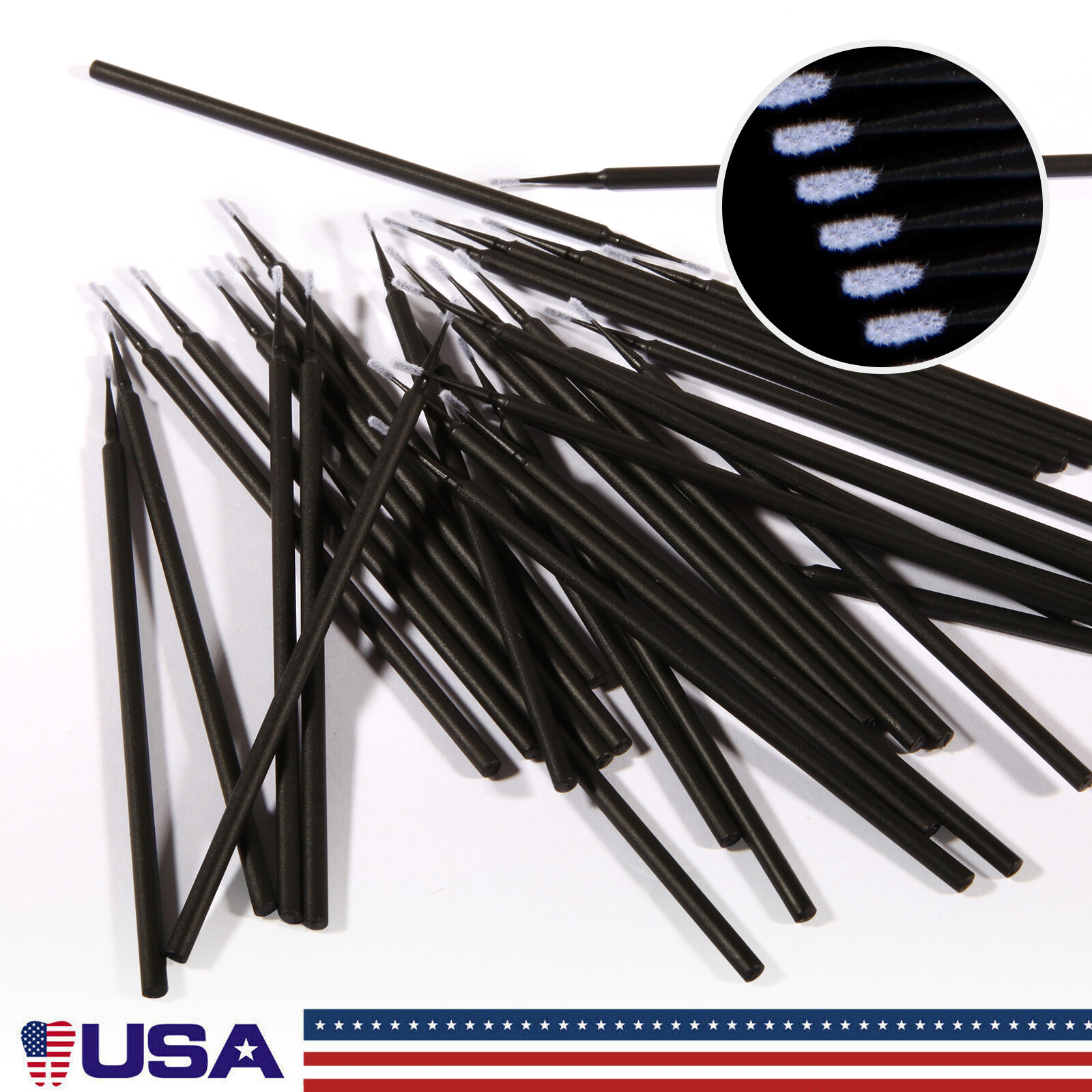 100Pcs Dental Micro Brush Disposable Materials Applicators Tips Black 1.2mm TS