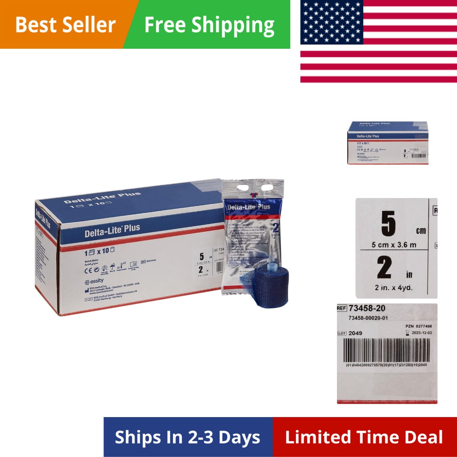 Delta-Lite Plus Cast Tape 2 Inch X 12 Foot Blue , 10 Ct