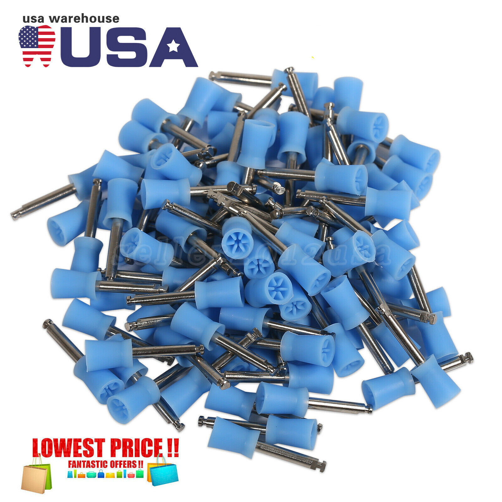 Dental Prophy Tooth Polish Polishing Cups Brushes Latch Type Rubber Blue usa